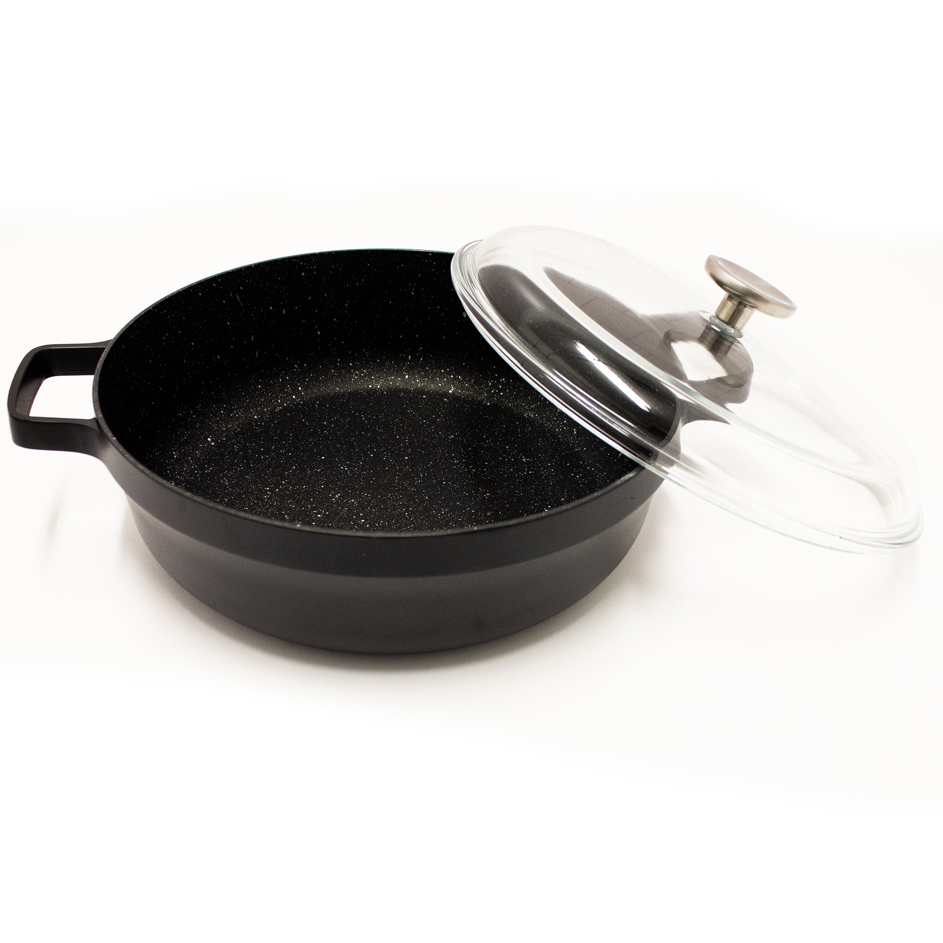 BergHOFF GEM 4-Piece Nonstick Cast Aluminum Cookware Set - Frying Pan, Grill Pan & Saute Pan with Glass Lids | Professional Kitchen Cookware for Searing, Grilling & Sauteing | Perfect for Home Chefs & Restaurant Use