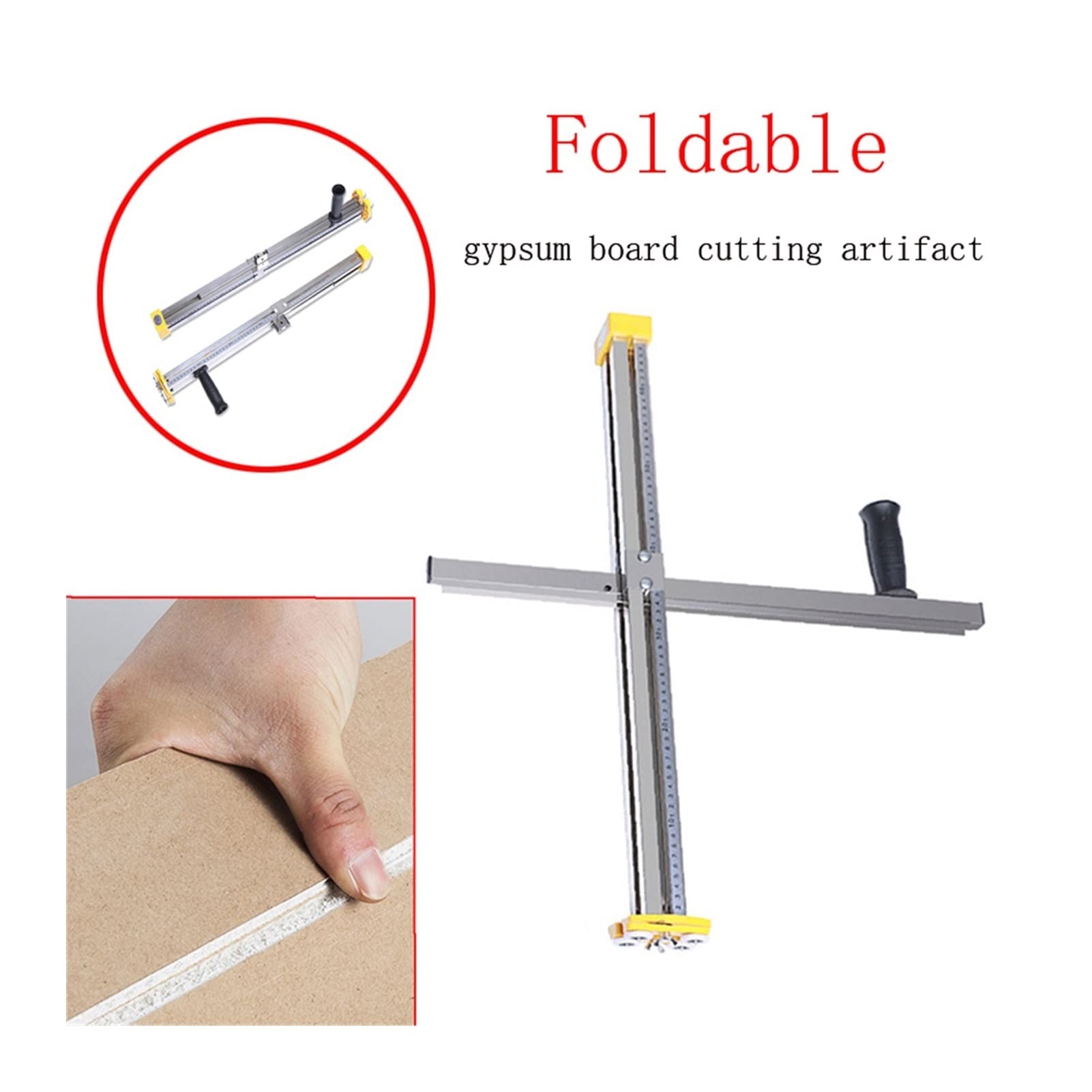 Foldable Stainless Steel Gypsum Board Cutter - Push Roller Drywall Cutting Tool for Woodworking & DIY Projects | Perfect for Home Renovation, Construction, and Crafting