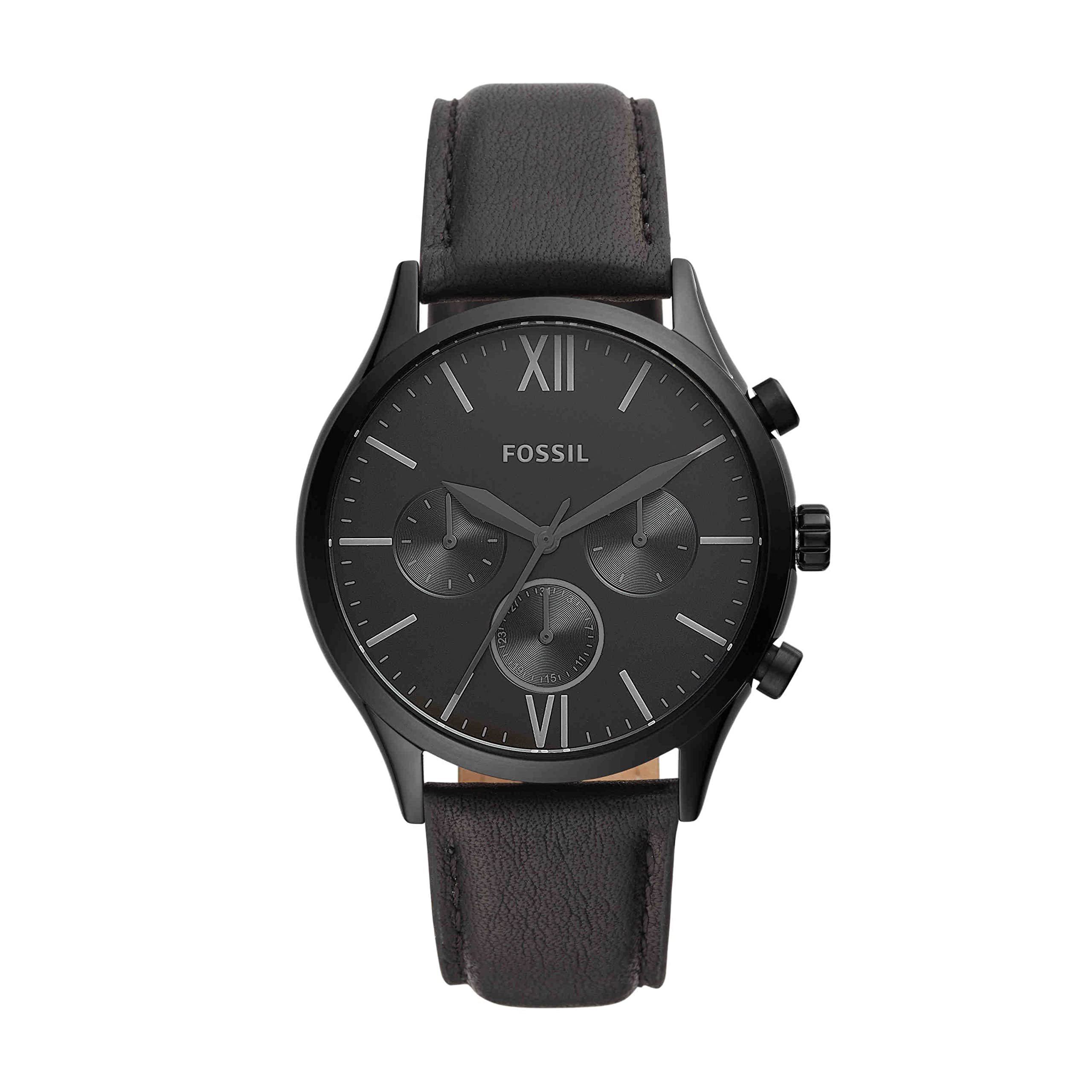 Fenmore Midsize Multifunction Black Leather Watch for Men & Women - Waterproof Chronograph Wristwatch with Date Display - Perfect for Business, Casual & Outdoor Activities