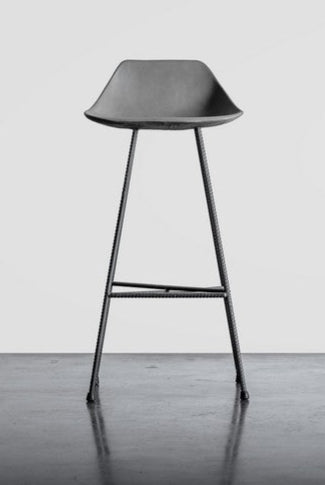 Hauteville 770 Barstool by Lyon Beton - Modern Concrete Bar Stool for Kitchen Island, Home Bar & Dining Room - Industrial Style Counter Height Stool with Metal Base