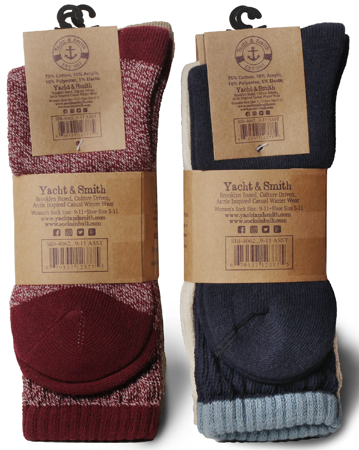 Yacht & Smith 12 Pack Women's Cotton Slouch Socks - Soft Knee High Boot Socks for Women | Comfortable & Breathable | Perfect for Winter, Boots, and Casual Wear