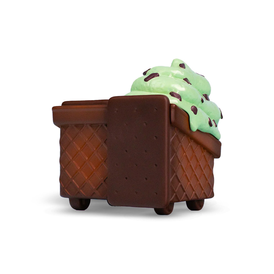 Mint Chip Dumpster Ice Cream Vinyl Figure - Cute Kawaii Collectible Toy for Home Decor, Office Desk Display, and Gift for Ice Cream Lovers