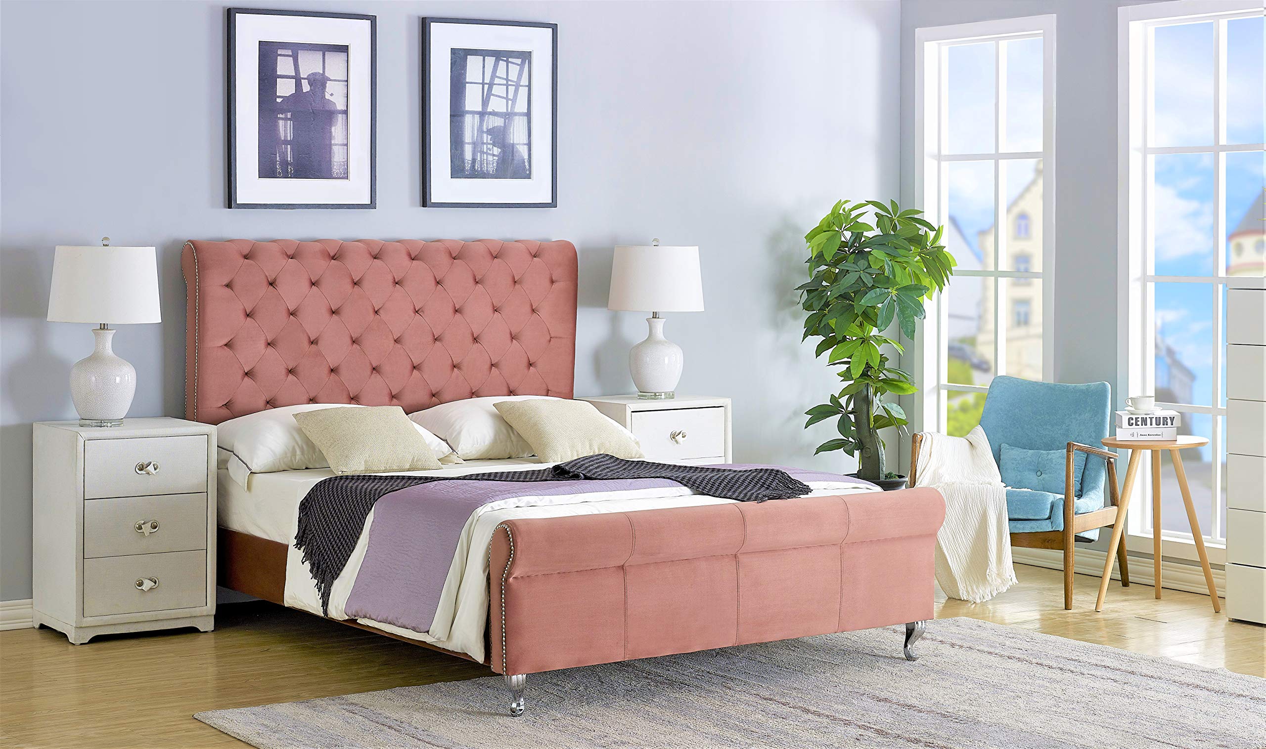 Mid Century Modern Tufted Upholstered King Size Bed - 79