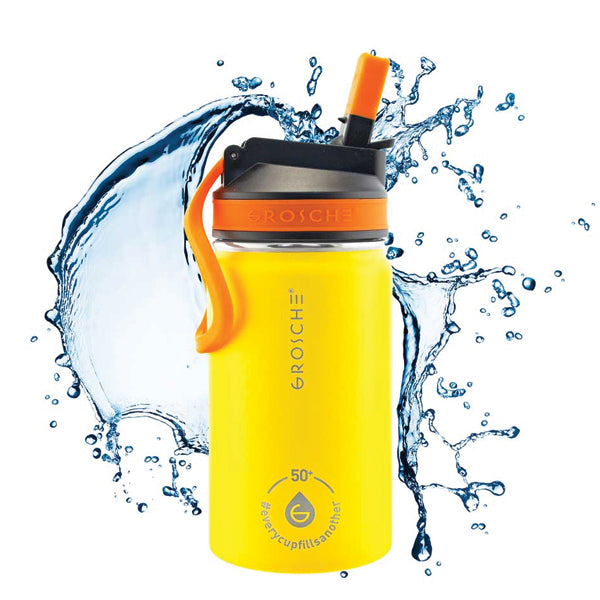 GROSCHE Lil Chill Kids Insulated Sip Flask - BPA-Free Stainless Steel Water Bottle for Boys & Girls, Leak-Proof & Durable for School, Sports & Outdoor Activities