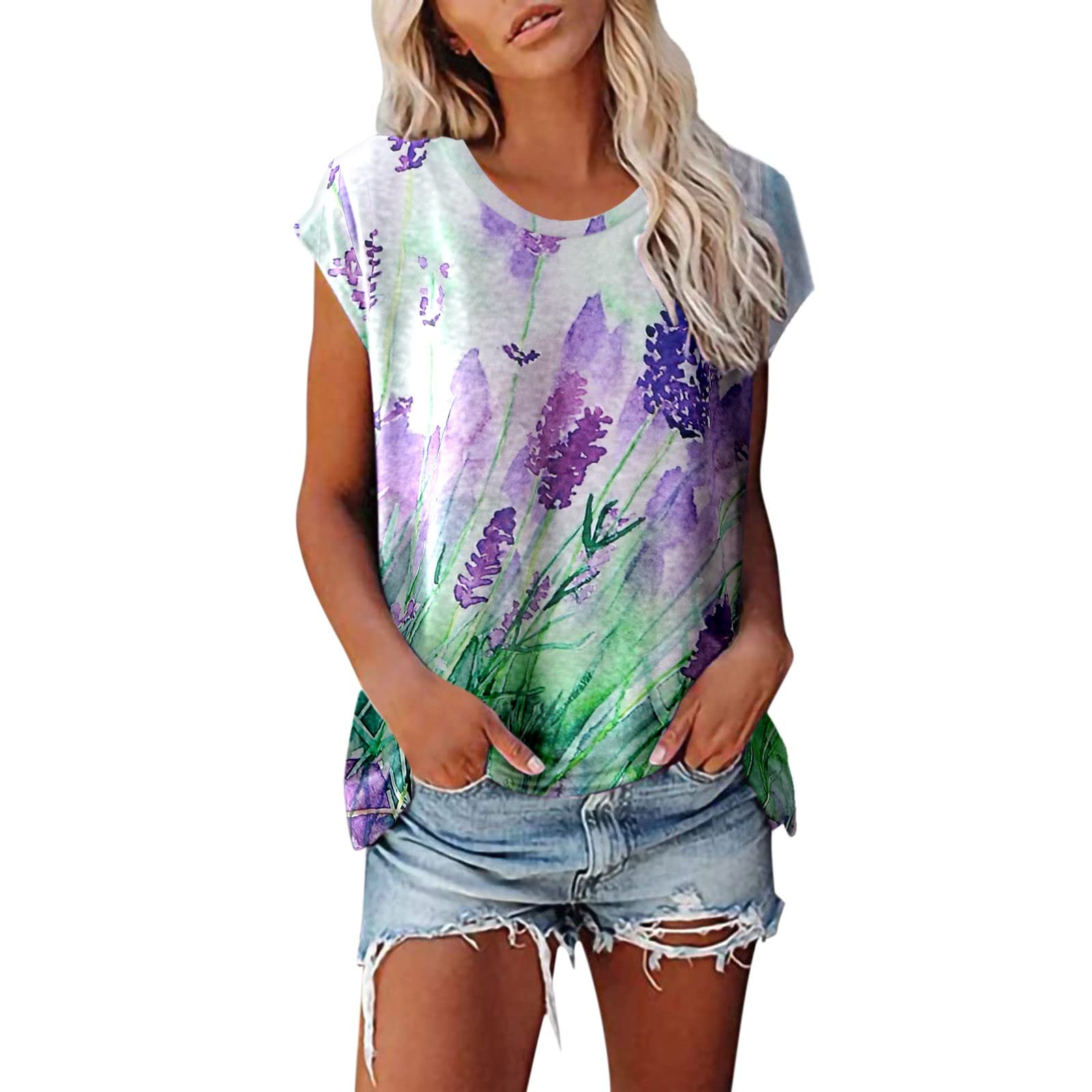 Masbird Women's Sleeveless Tank Tops - Casual Loose Fit Summer Blouse with Crewneck & American Flag Design | Perfect for Beach, Gym, and Everyday Wear