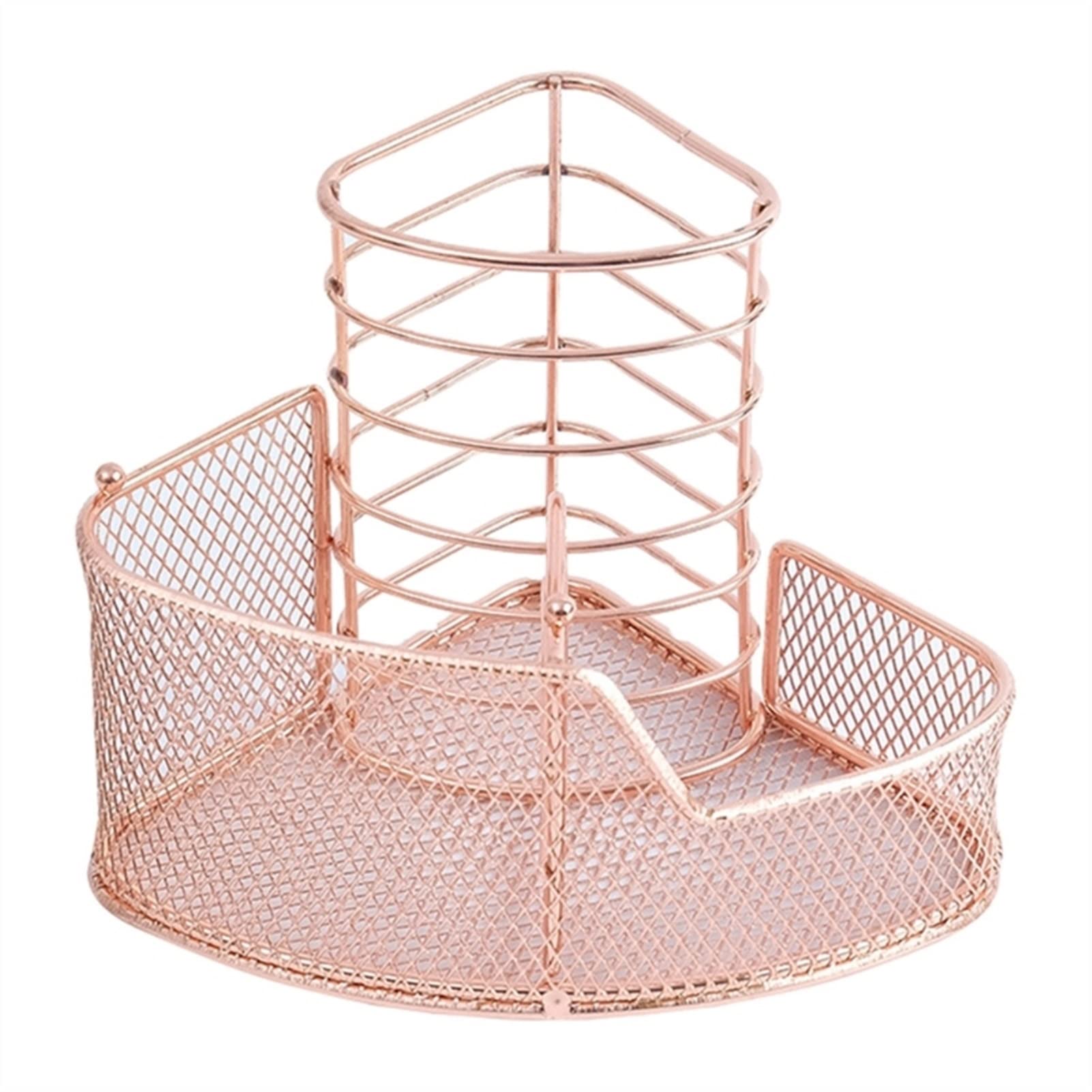 lifbeautiful Exquisite Rose Gold Stationery Holder - Gold Mesh Pen Holder & Stylish Phone Stand - Elegant Desk Organizer for Office & Home Decor - Perfect for Gifts, Workspace, and Drop Shipping (Color: Rose Gold)