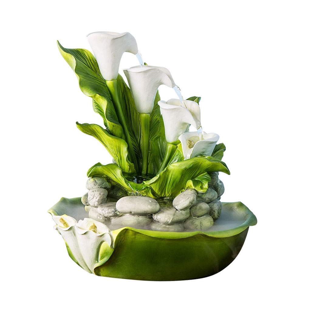 Creative Lotus Resin Water Fountain for Home & Office - Desktop Feng Shui Decor with Soothing Water Flow, Perfect for Meditation, Relaxation, and Indoor Decoration (No Fog Version) - Ideal Gift for Housewarming, Office Warming, and Zen Spaces