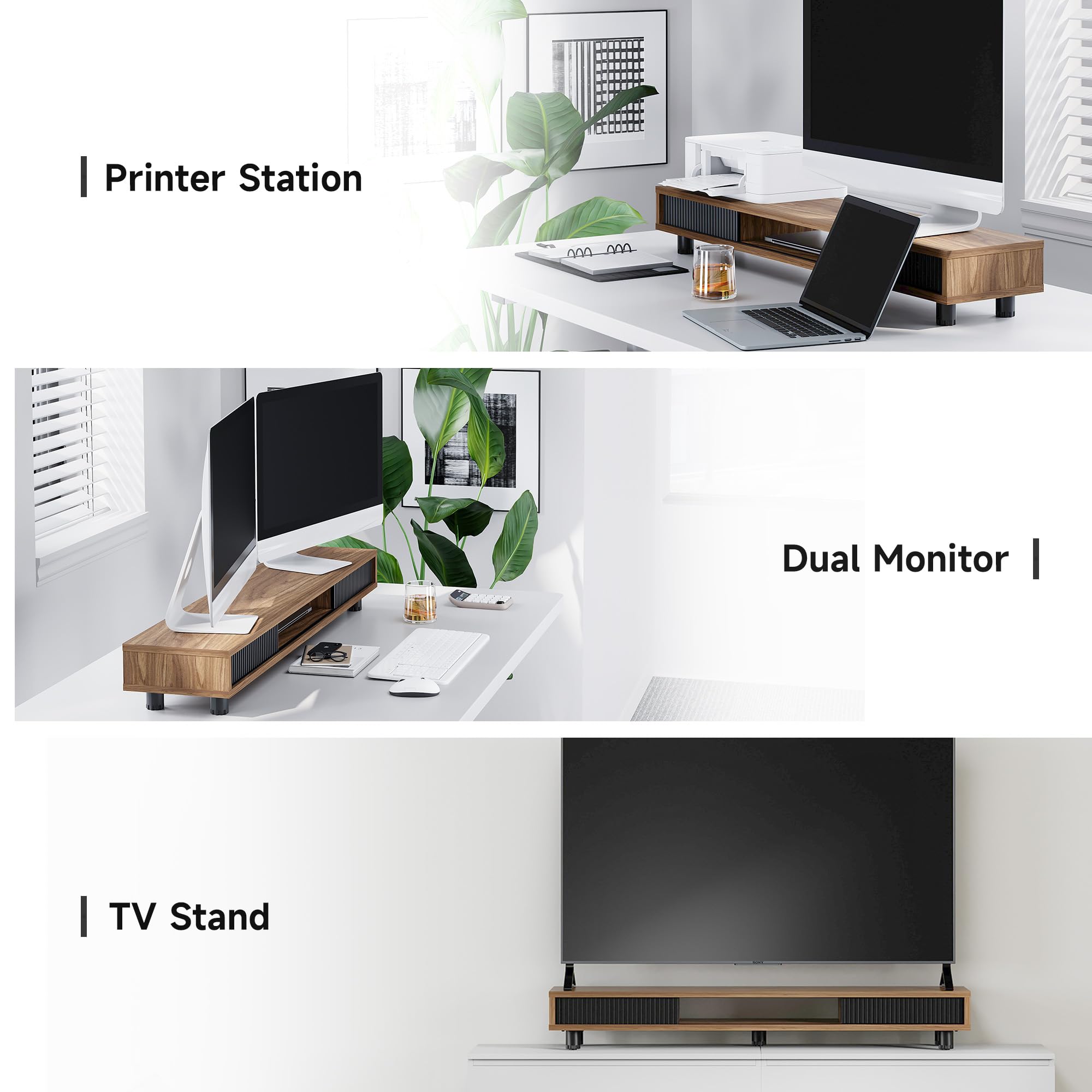 Dual Monitor Stand with Storage Shelf - 42.5