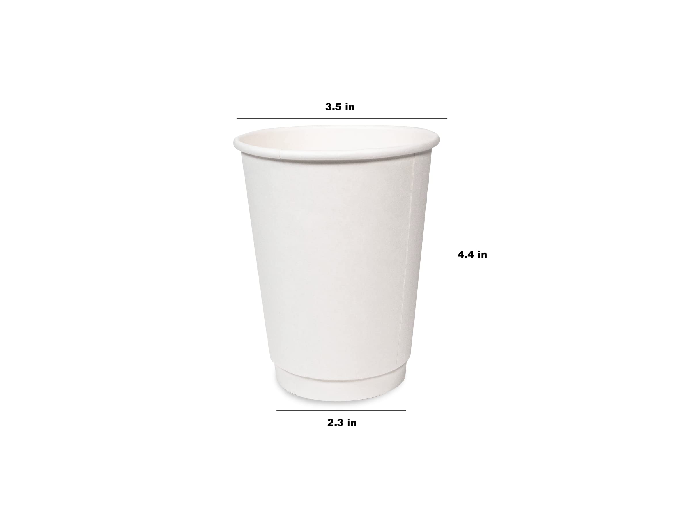 12 oz White Double Wall Insulated Disposable Coffee Cups - 500 Pack, Hot & Cold Drink Containers for Coffee, Tea, Espresso, Cocoa - Perfect for Cafes, Offices, Parties, and Takeout