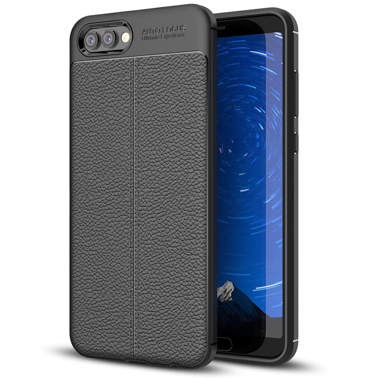 Huawei Honor View 10 Phone Case - Soft TPU Anti-Slip Protective Cover with Litchi Texture - Black | Slim Fit, Shockproof & Durable for Daily Use & Outdoor Activities