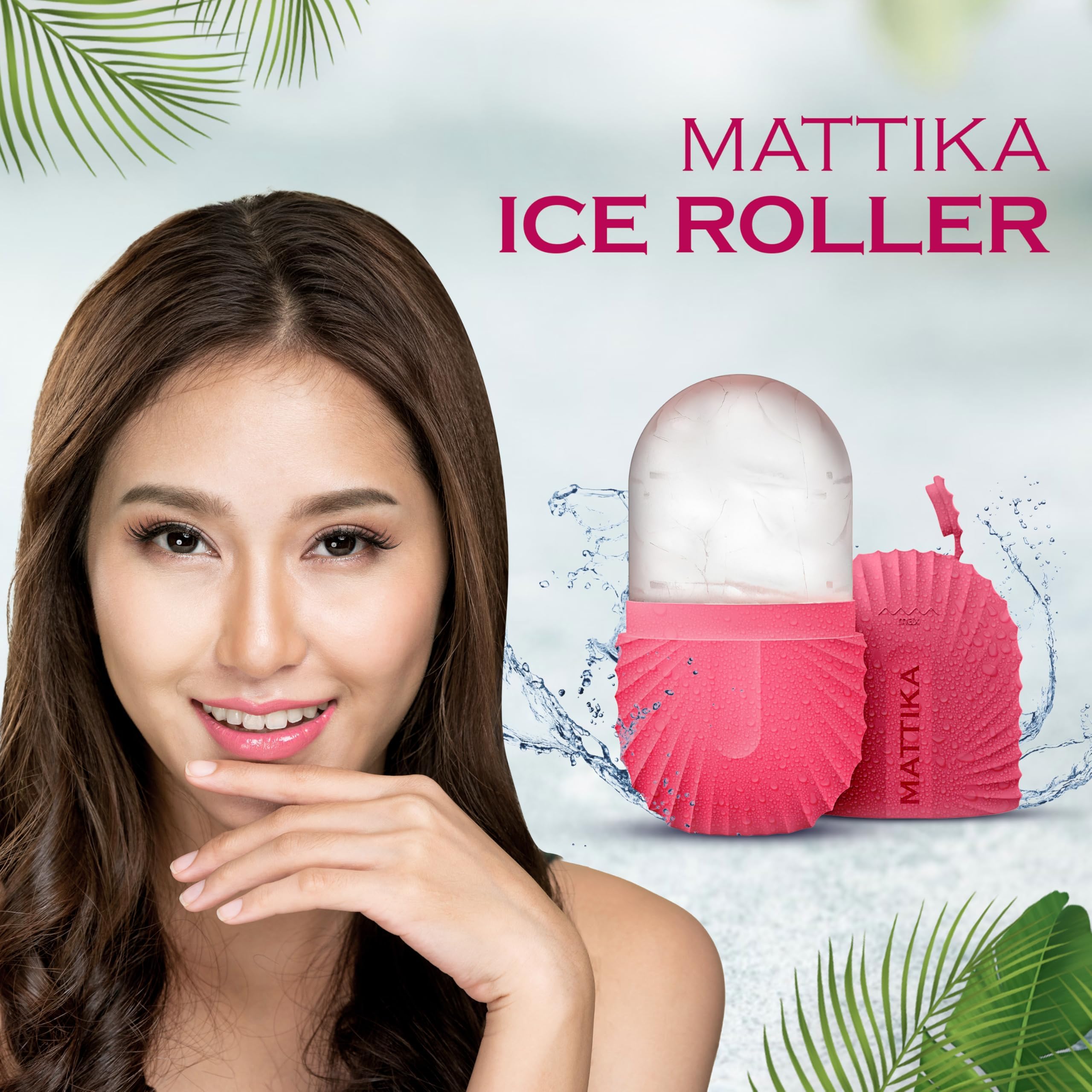 **Pink Ice Roller for Face & Eyes - Natural Glow & Skincare, Gua Sha Massage Tool, Cooling Facial Cube - Perfect Beauty Gift for Men & Women - Use for Puffiness, Dark Circles & Post-Workout Recovery**