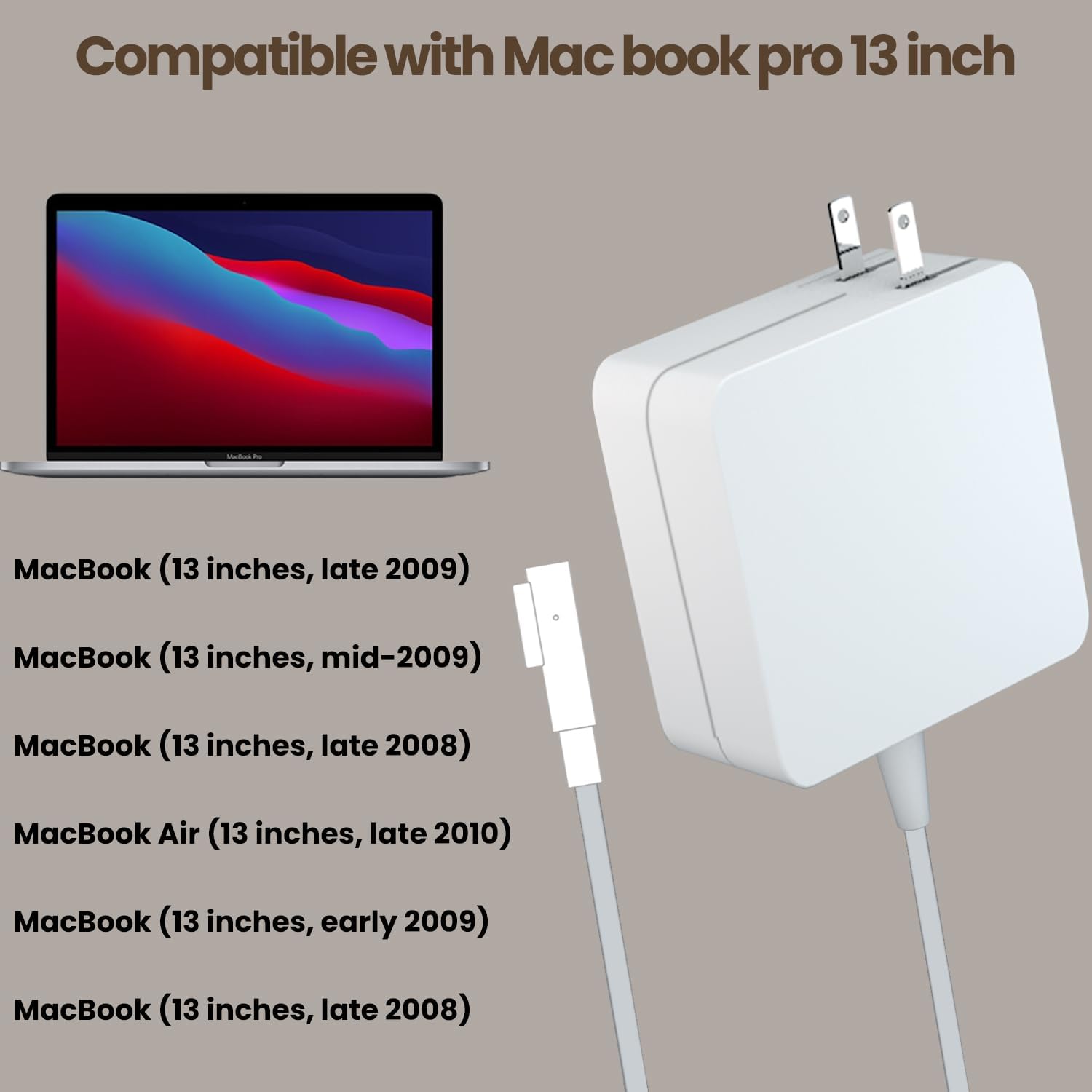 Original MacBook Pro Charger 85W Replacement Power Adapter with L-Tip - Compatible with 15