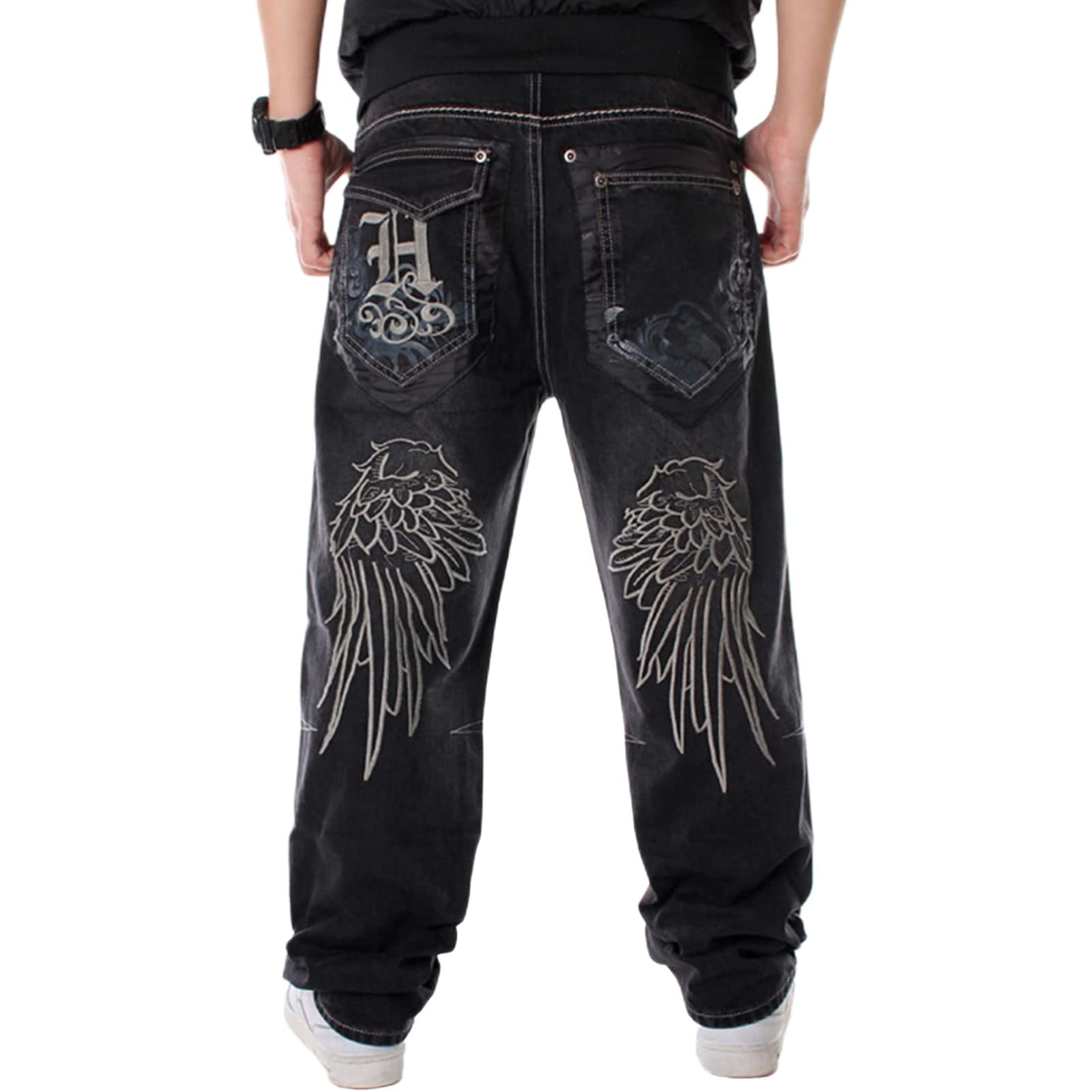Vintage Y2K Baggy Jeans for Men - Relaxed Fit Loose Denim Pants with Embroidery | Hip Hop Dance, Skateboard Fashion & Streetwear Outfits