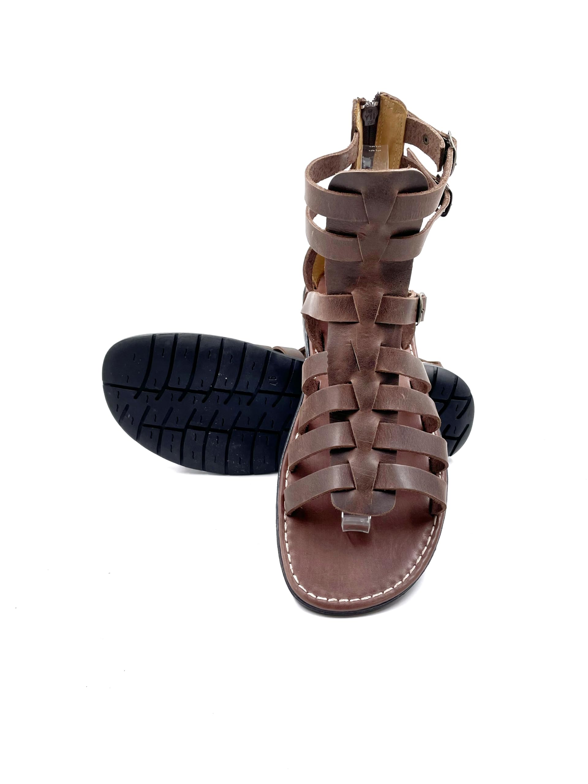 Authentic Men's Gladiator Leather Sandals - Handcrafted Genuine Brown Leather Greek Warrior Sandals for Men | Size 11 | Perfect for Cosplay, Renaissance Fairs & Summer Fashion