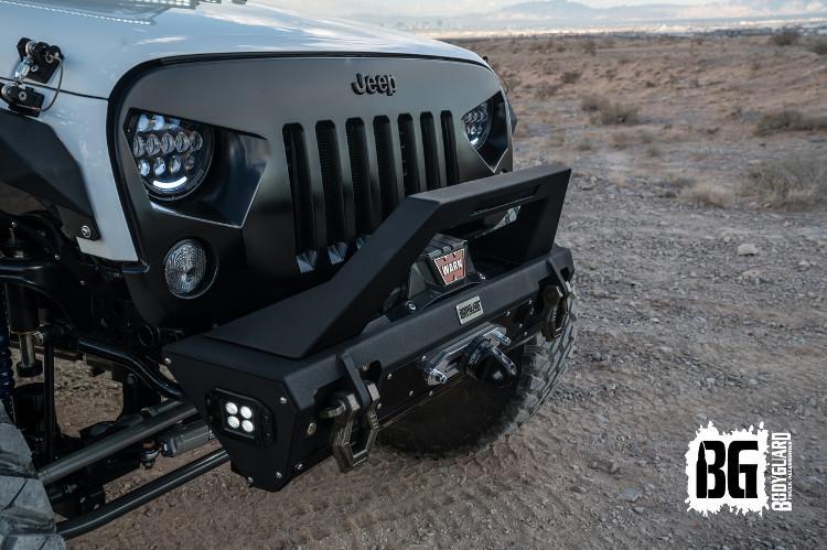 Bodyguard RXFWJ079X Jeep Wrangler JK Front Bumper with Full End Caps (2007-2019) - Heavy Duty Off-Road Protection for Trail Riding & Rock Crawling