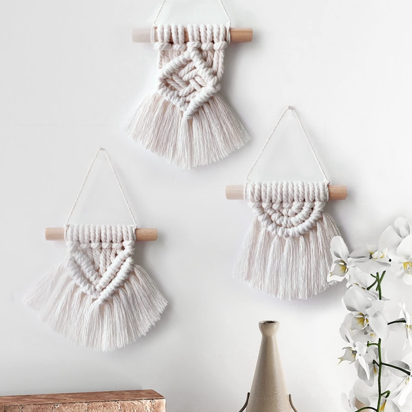 Handmade Macrame Wall Hanging Boho Tapestry with Long Tassels - Home Decor for Nursery, Bedroom, Apartment & Car Interior | Bohemian Woven Art for Wall Decor & Gift Giving