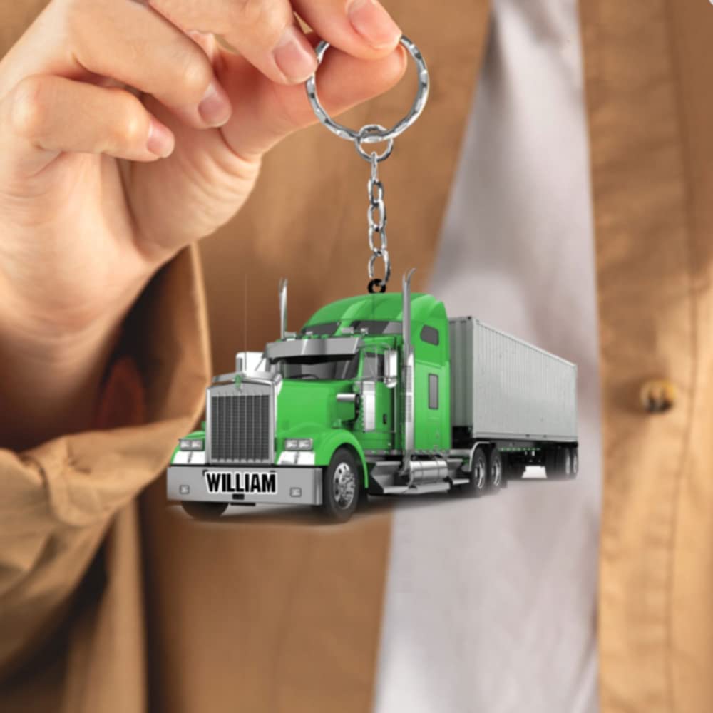 Custom Trucker Acrylic Keychain - Personalized Truck Driver Gift for Men - Great Father's Day Present - Ideal for Work Keys, Car Keys & Gift Giving