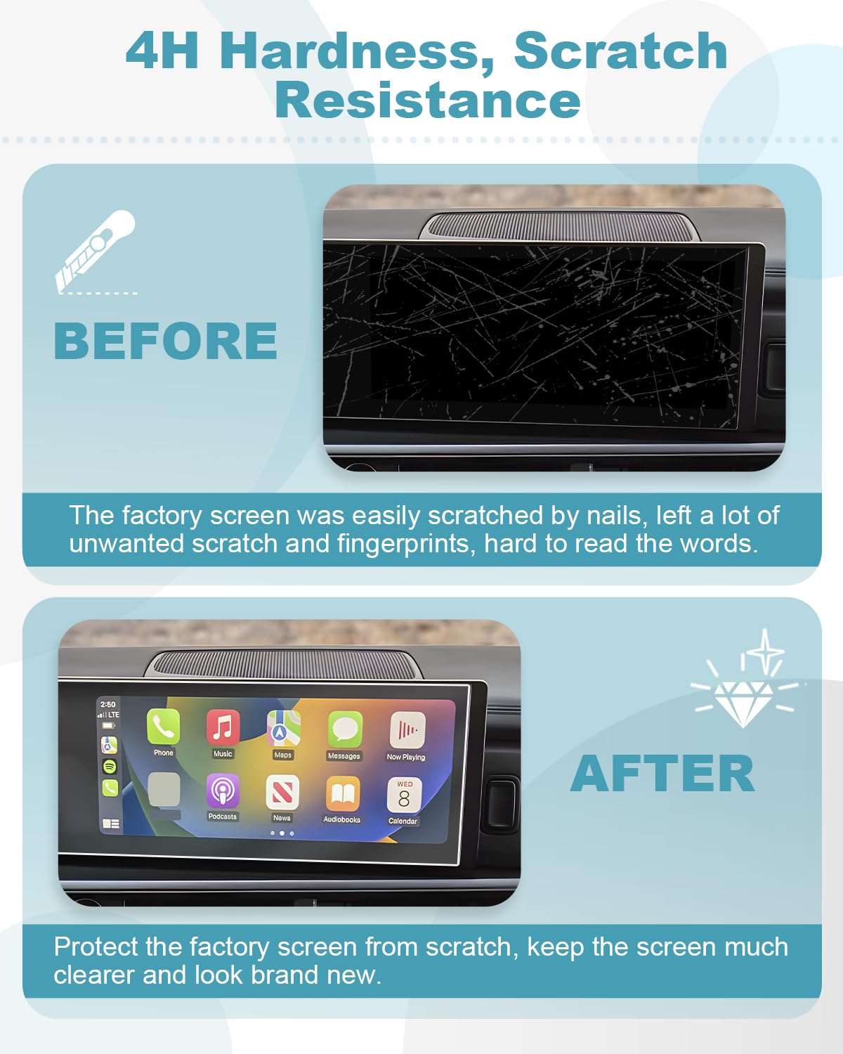 2024-2025 Hyundai Santa Fe Screen Protector 4-Pack - HD Clear Protective Film for 12.3