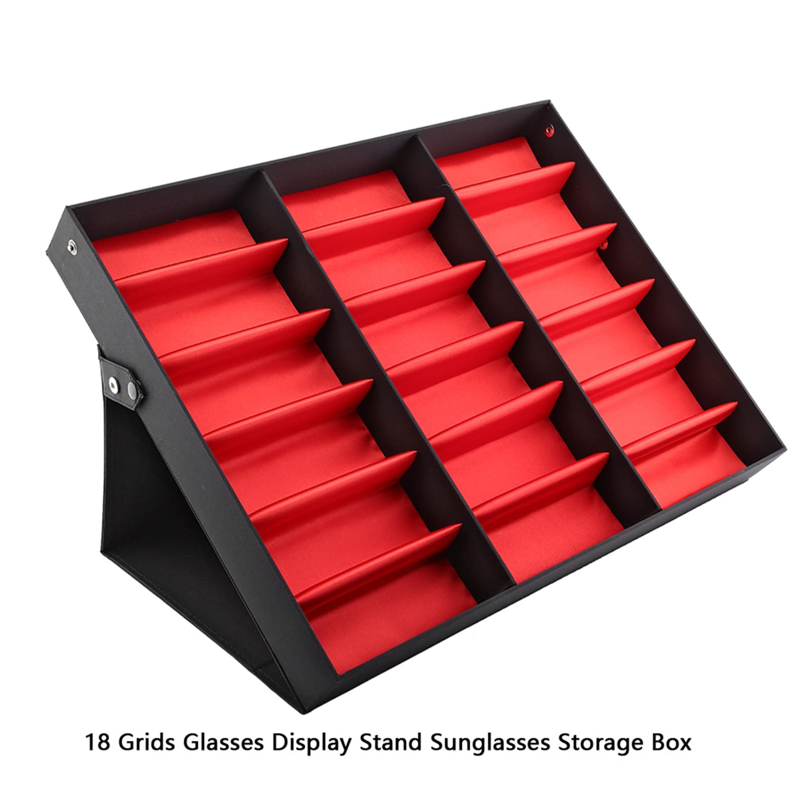 18-Slot Glass Eyeglass & Sunglass Storage Display Case - Elegant Sunglasses Organizer for Women & Men - Sunglasses Collection Holder with Storage Tray - Perfect for Home, Office, Retail Display & Travel Accessories Organization
