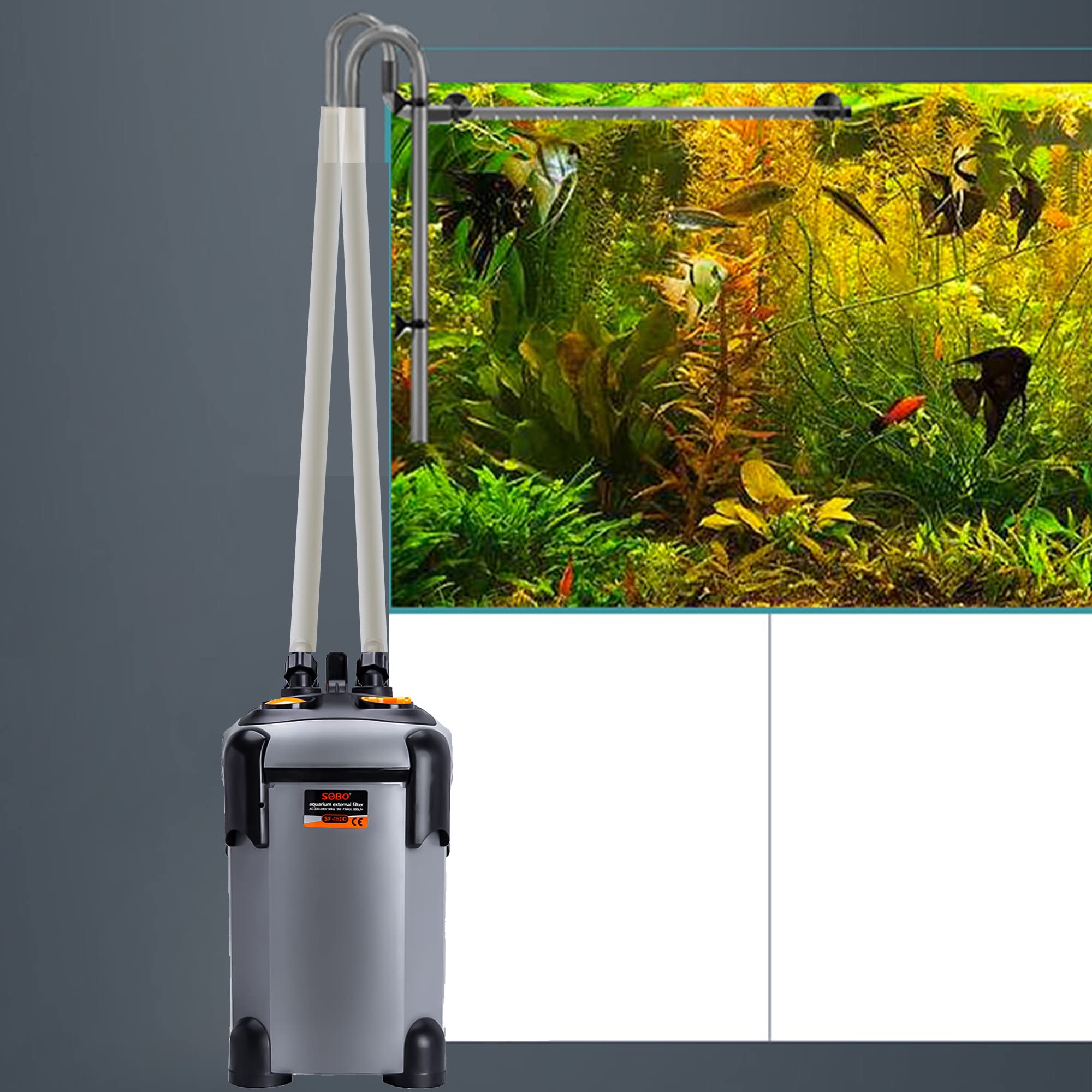 Ultra-Quiet Aquarium Canister Filter with UV Sterilizer - 171/225/266/317/397 GPH External Fish Tank Filter for Freshwater & Saltwater - Perfect for Turtle Tanks, Reef Aquariums and Planted Aquascapes