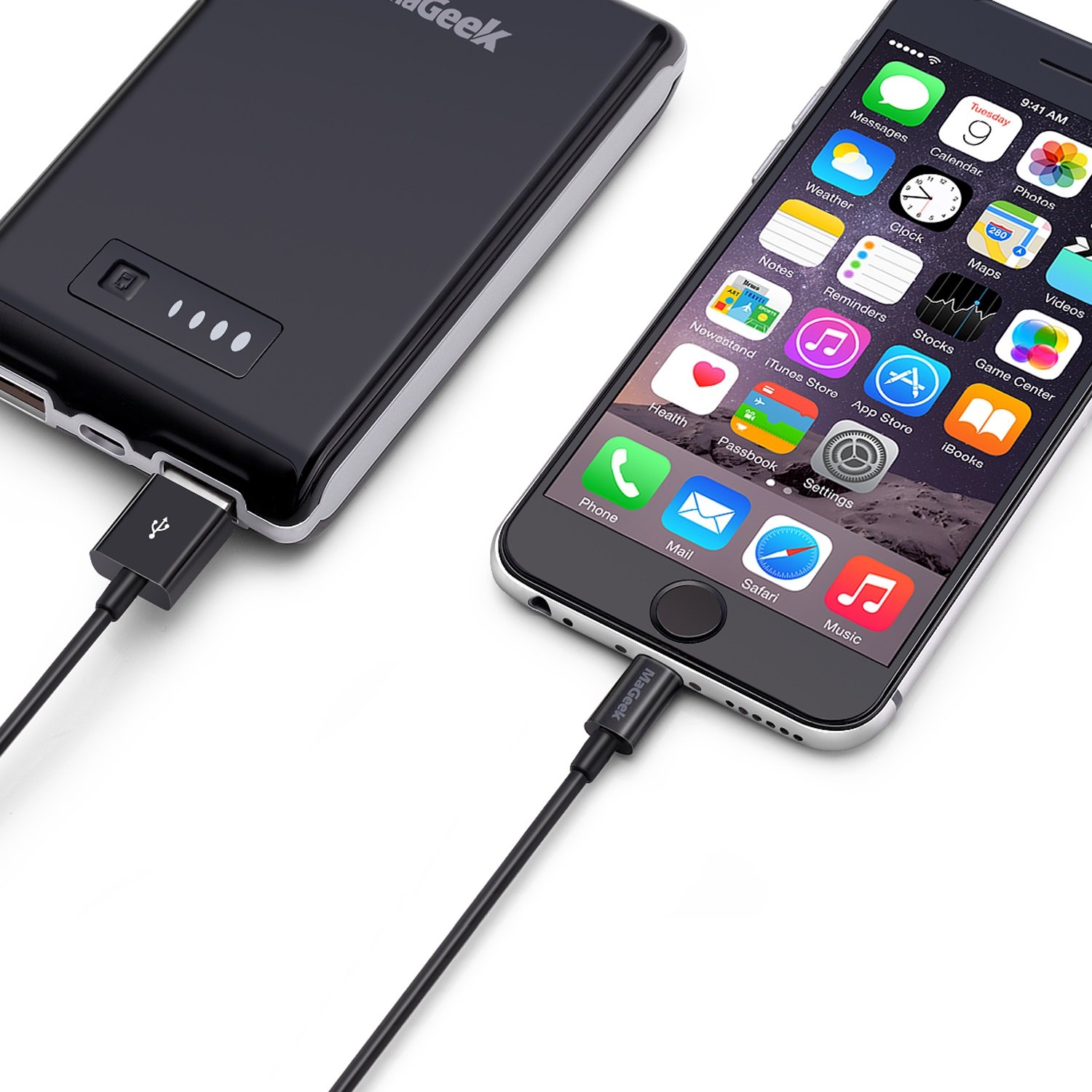 MaGeek Lightning to USB Cable - Apple MFi Certified 3.3ft Fast Charging Cable for iPhone 14/13/12/11/X/8/7, iPad & iPod Touch - Durable Nylon Braided Charger Cord for Home, Office & Travel (Black)