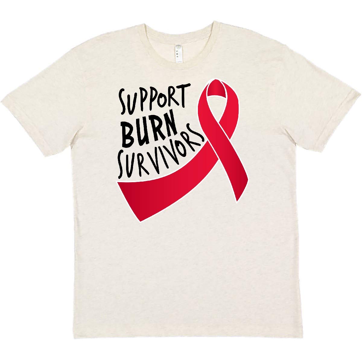 Support Burn Survivors Red Ribbon T-Shirt - Inktastic Charity Apparel for Firefighters & First Responders - Awareness Clothing for Fundraisers & Community Events
