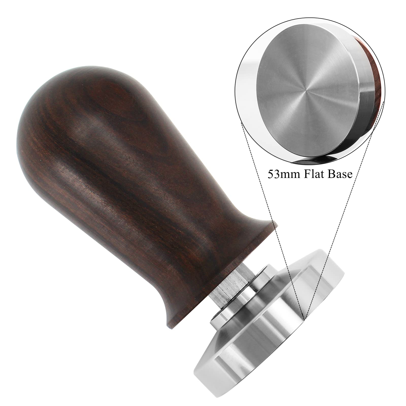 Premium 53mm Espresso Tamper with Ergonomic Wooden Handle & Spring-Loaded 304 Stainless Steel Base - Perfect for Barista-Grade Coffee Tamping at Home or Cafe