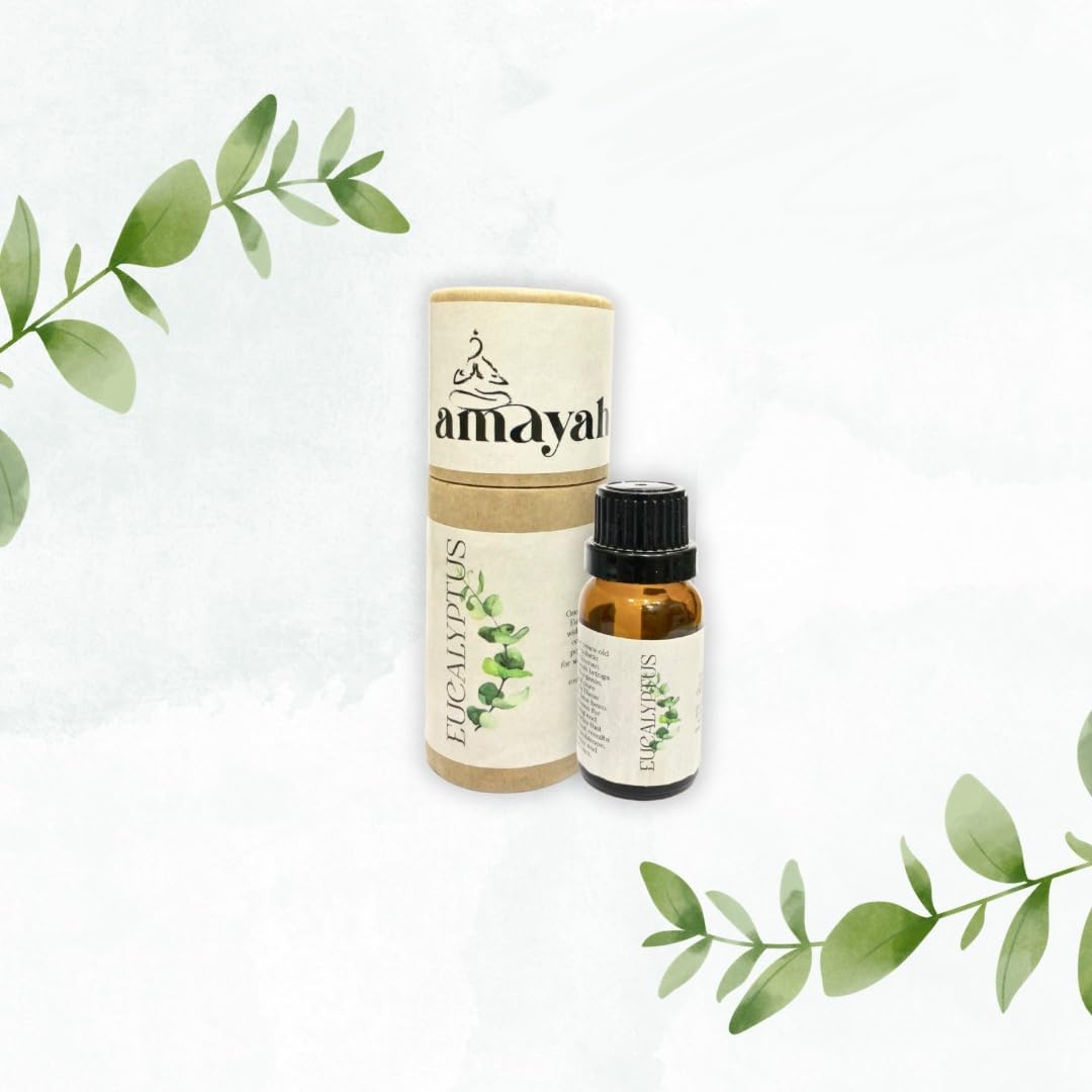 Amayah 100% Pure Natural Eucalyptus Essential Oil for Hair & Skin Care - Treats Dandruff, Acne, Stress Relief & Aromatherapy - Perfect for Diffusers, Massage & Spa Relaxation