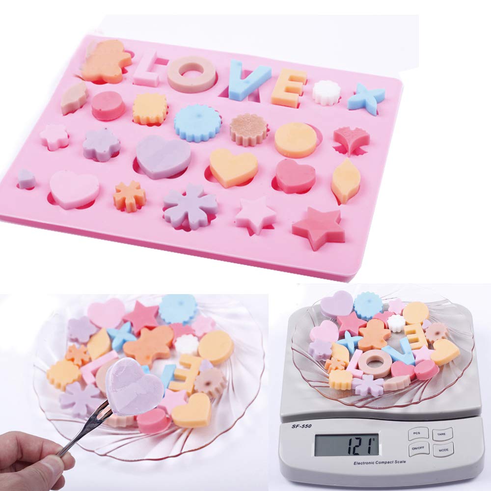 5Pcs Heart-Shaped Silicone Ice Cube Trays - 26 Cavities for Ice, Cake, Candy, Muffin & Chocolate Molds - DIY Baking & Fondant Decorating Tools - Perfect for Valentine's Day, Parties & Home Baking