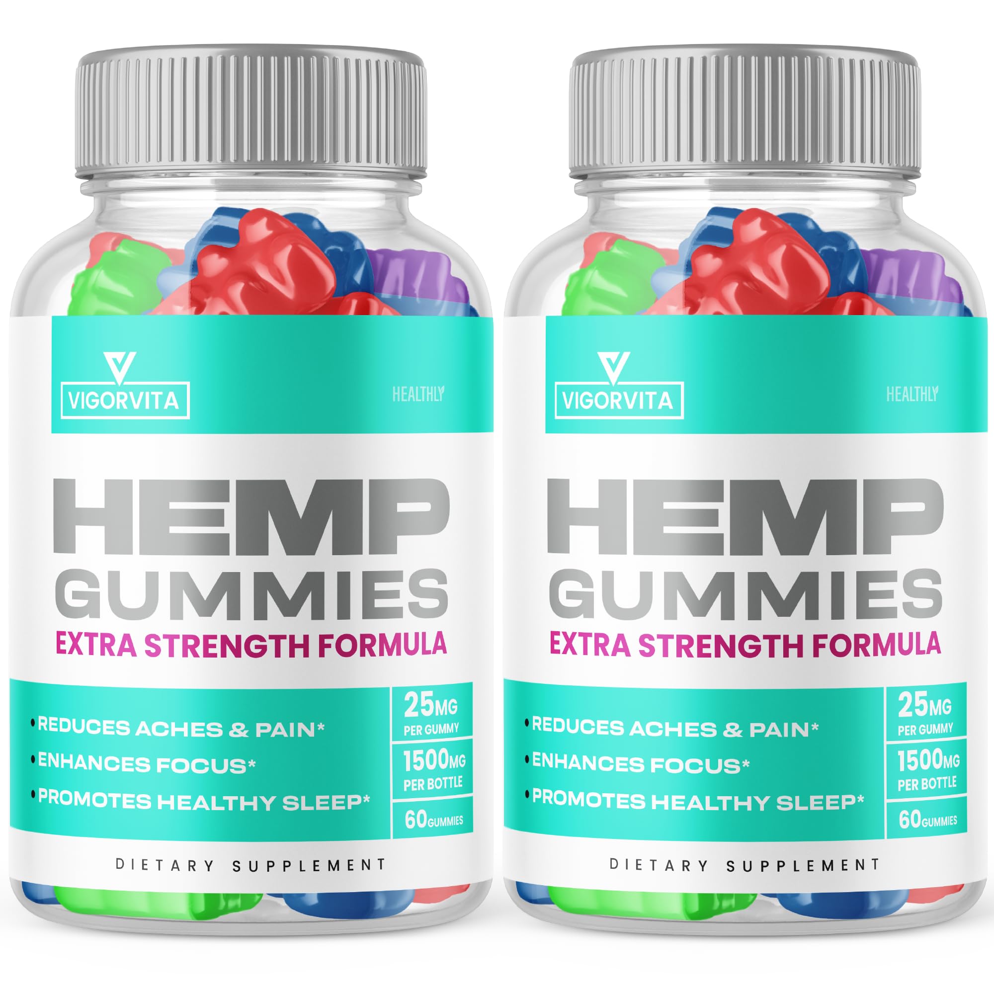 (2 Pack) Vigorvita Extra Strength Hemp Extract Gummies - Official Formula 2023 - 120 Count | Stress Relief, Sleep Support & Wellness Supplement for Adults | Perfect for Daily Relaxation & Nighttime Routine