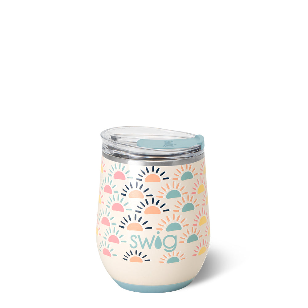 Sun Chaser Stemless Wine Glass 12oz - Shatterproof, BPA-Free, Perfect for Outdoor Picnics, Beach Parties, and Poolside Relaxation