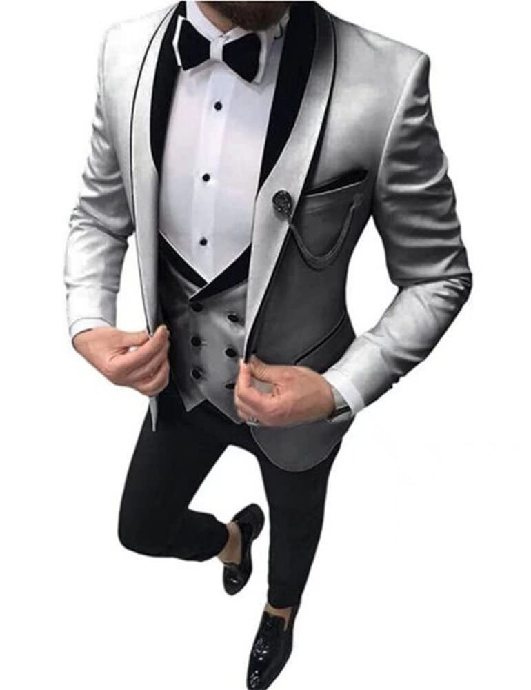 Men's 3 Piece Slim Fit Suit Set - Wedding Tuxedo, Groomsmen Attire & Prom Blazer with Vest & Pants | Perfect for Formal Events, Business Meetings & Special Occasions