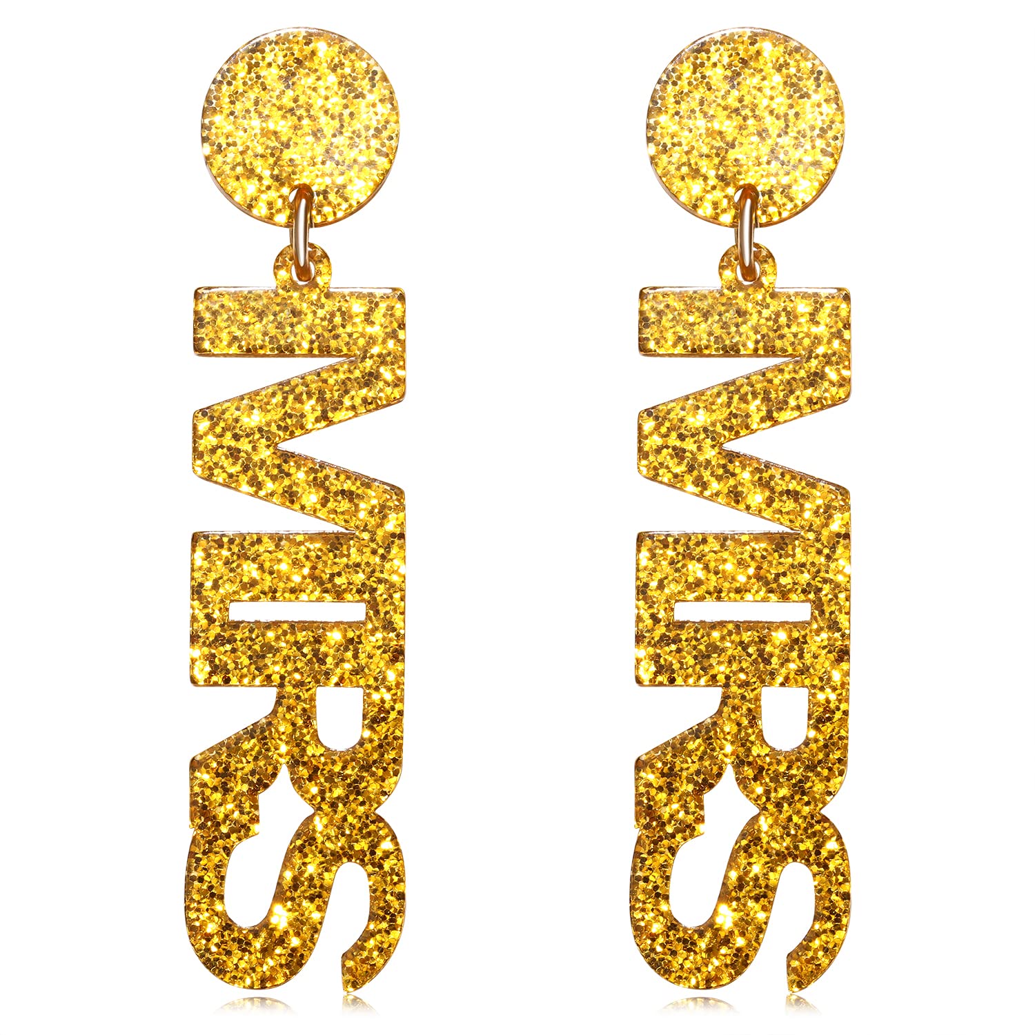 Sparkling Acrylic BRIDE & MRS Dangle Earrings for Women - Glitter Letter Drop Wedding Jewelry Set (Perfect for Bridal Showers, Bachelorette Parties & Anniversary Gifts)