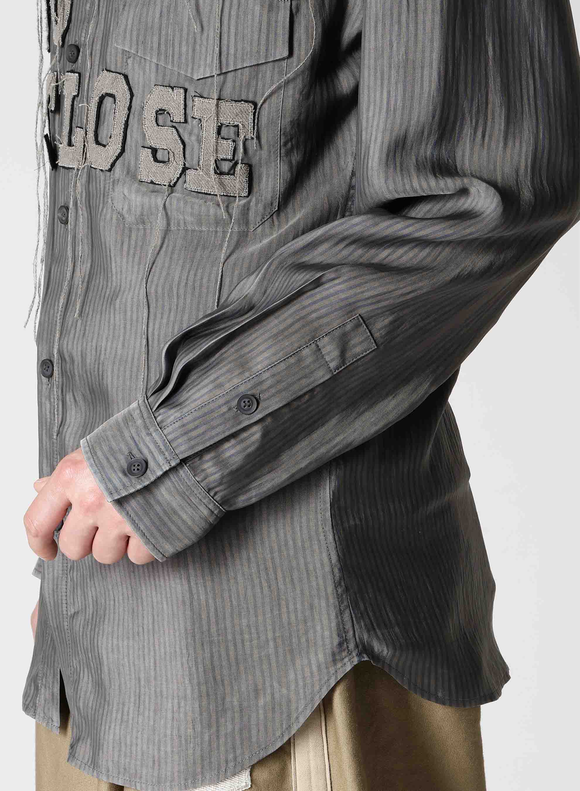 Elegant Striped Ink Blouse with Patch Detail - Women's Fashion Top for Office, Party & Casual Wear