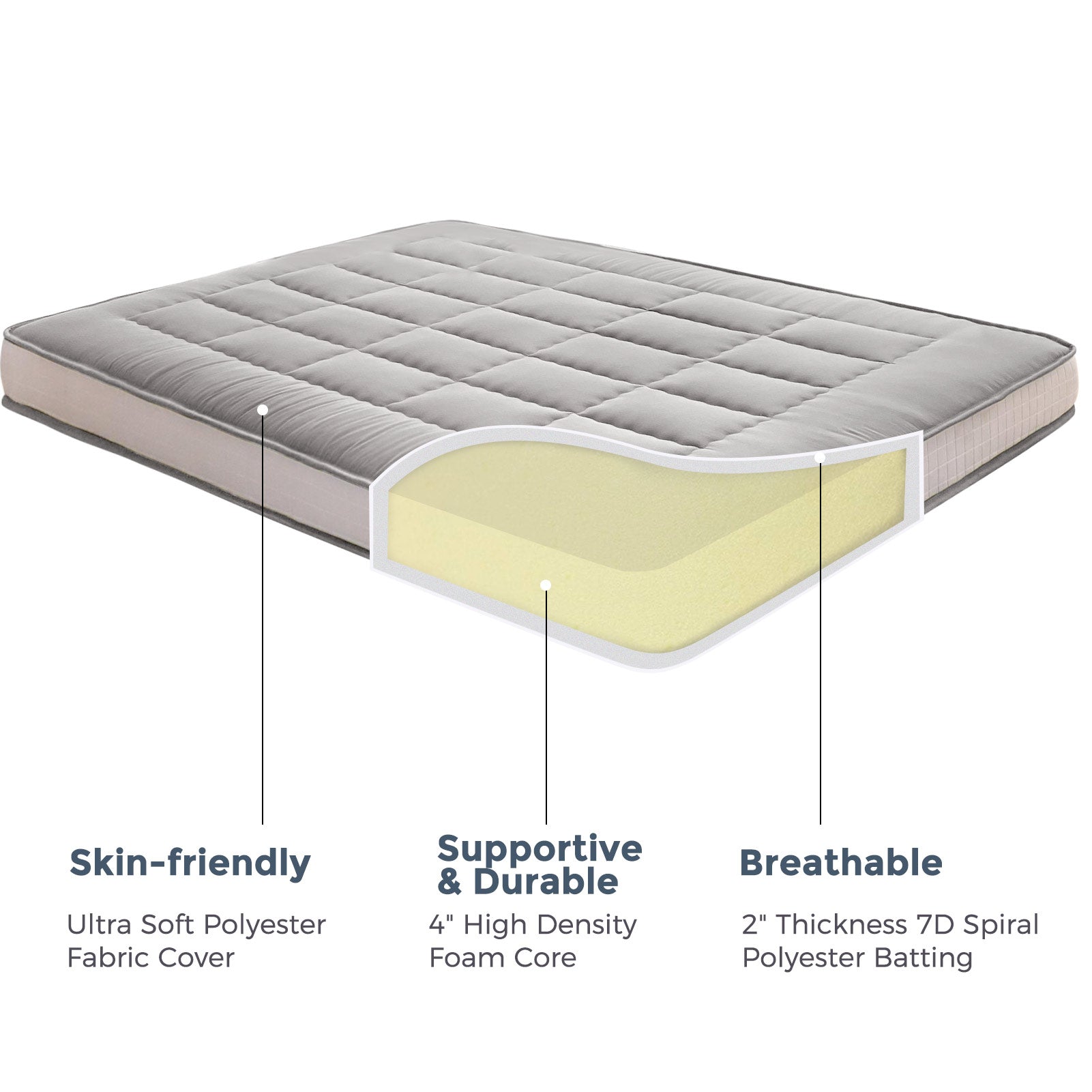 MAXYOYO 6-Inch Extra Thick Japanese Futon Mattress with Rectangle Quilting - Stylish Floor Bed for Home, Guest Room or Small Spaces - Black