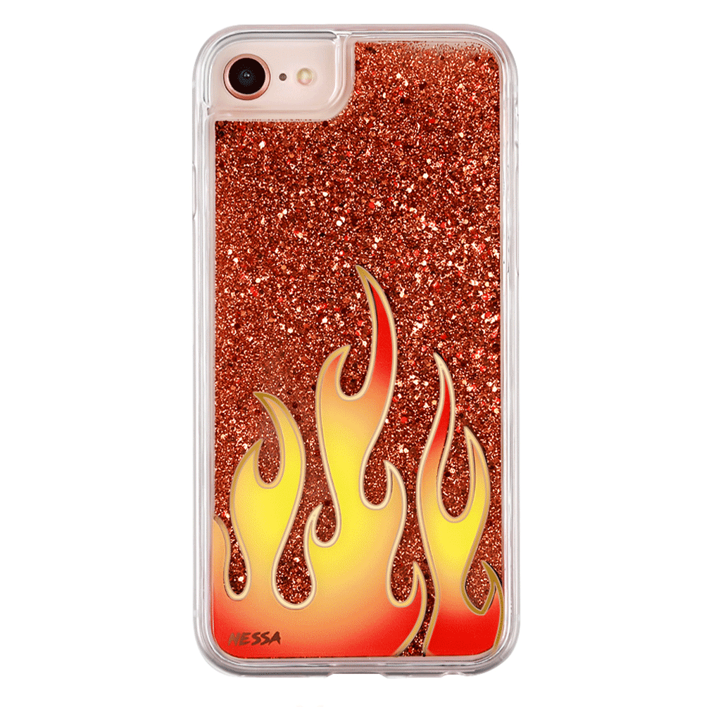 Sparkle Glitter Flames iPhone Case by Nessa - Trendy Protective Phone Cover for iPhone 13/14/15 Pro Max - Perfect for Parties, Concerts & Festivals