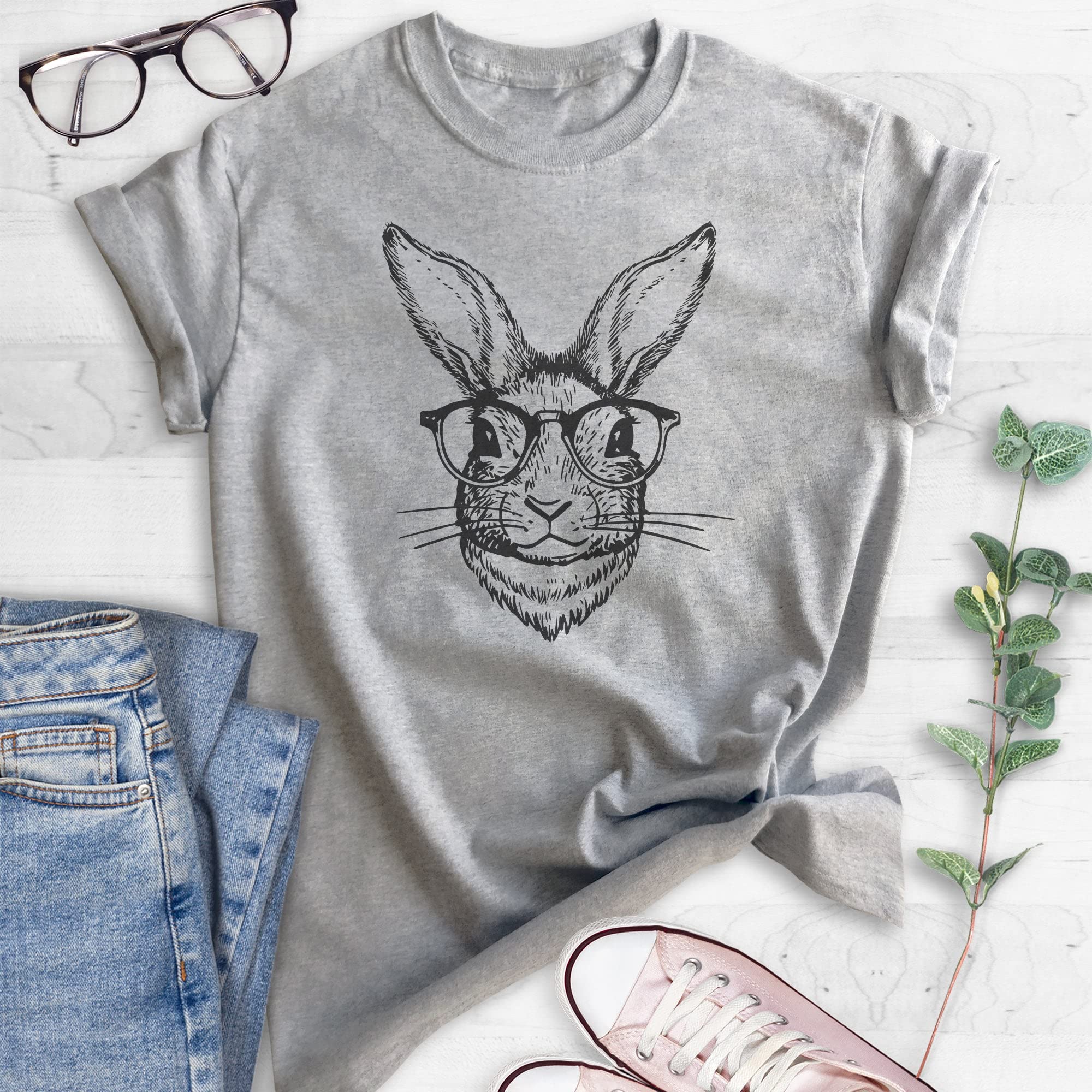 Stylish Unisex Rabbit Print T-Shirt for Men & Women - Cute Easter Bunny Graphic Tee - Perfect for Easter Celebrations, Spring Outfits & Casual Wear