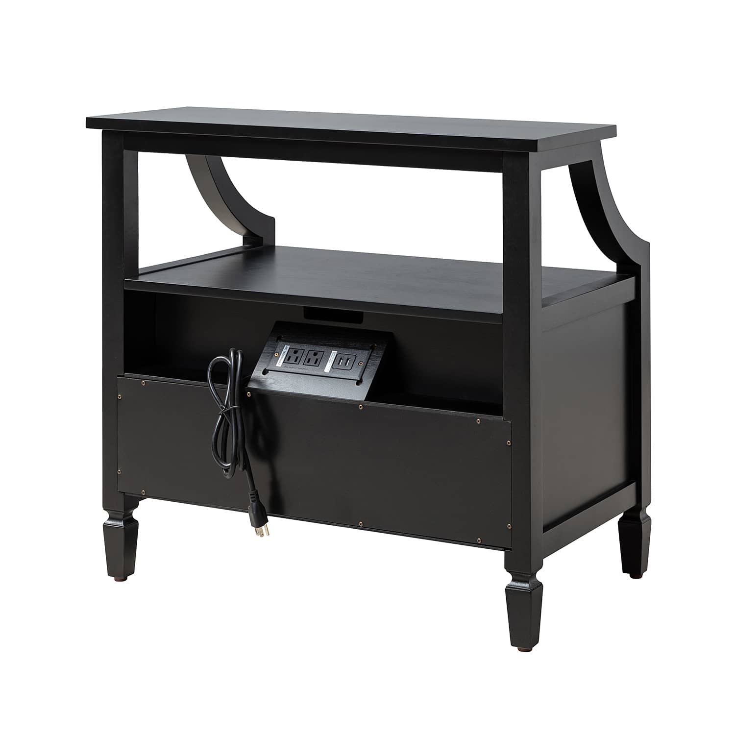 Grace 2-Drawer Nightstand with USB Charging Ports & Power Outlets - Modern Bedside Table for Bedroom, Living Room & Office Use