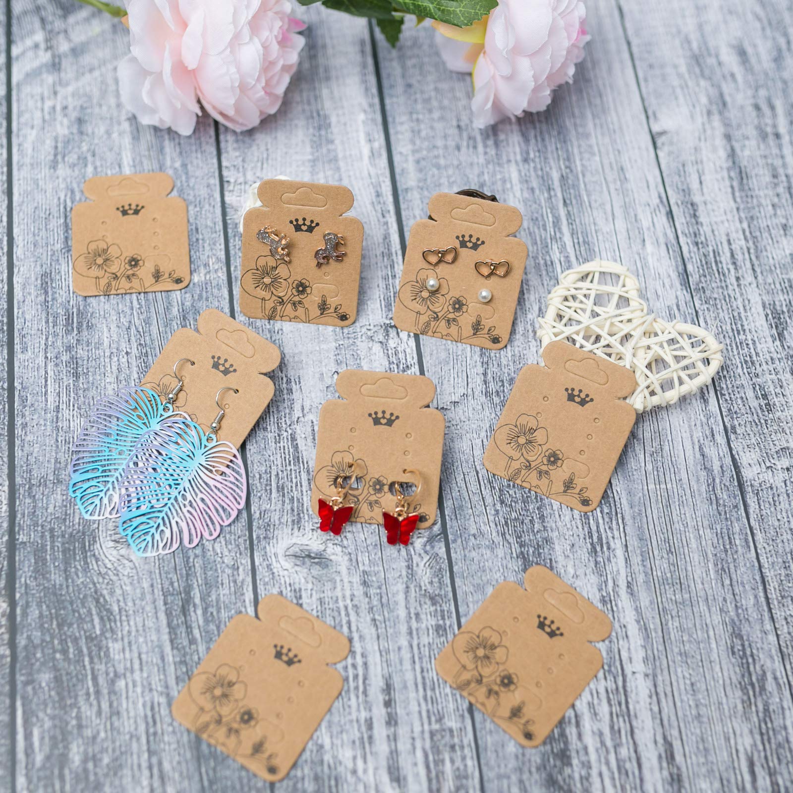 100-Pack Kraft Paper Earring Display Cards - 1.96