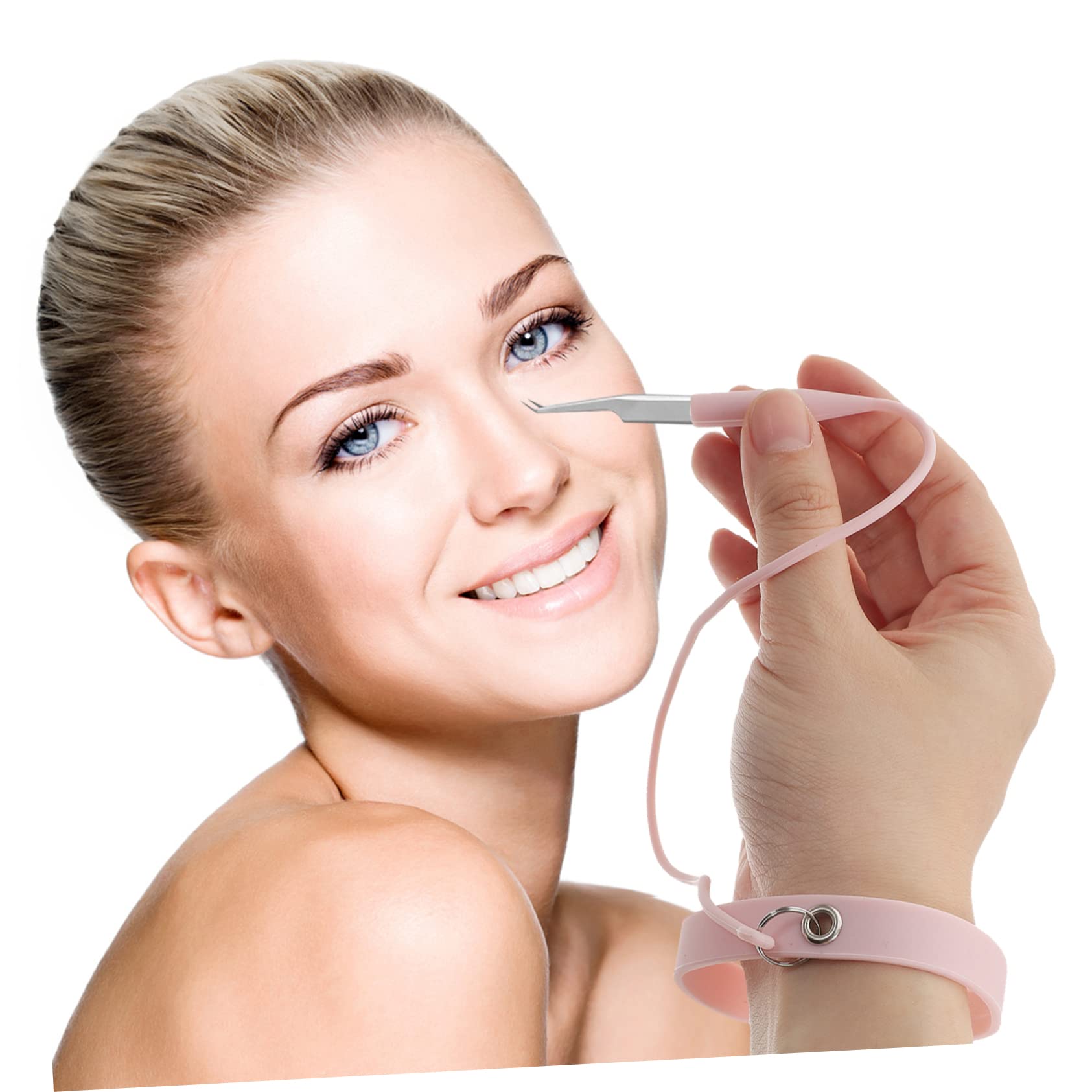 Professional Silicone Eyelash Extension Tweezers & Wristband Set - Pink Lash Applicator Tool with Fiber Grip for Precise Extensions | Perfect for Salon Professionals & DIY Lash Artists at Home
