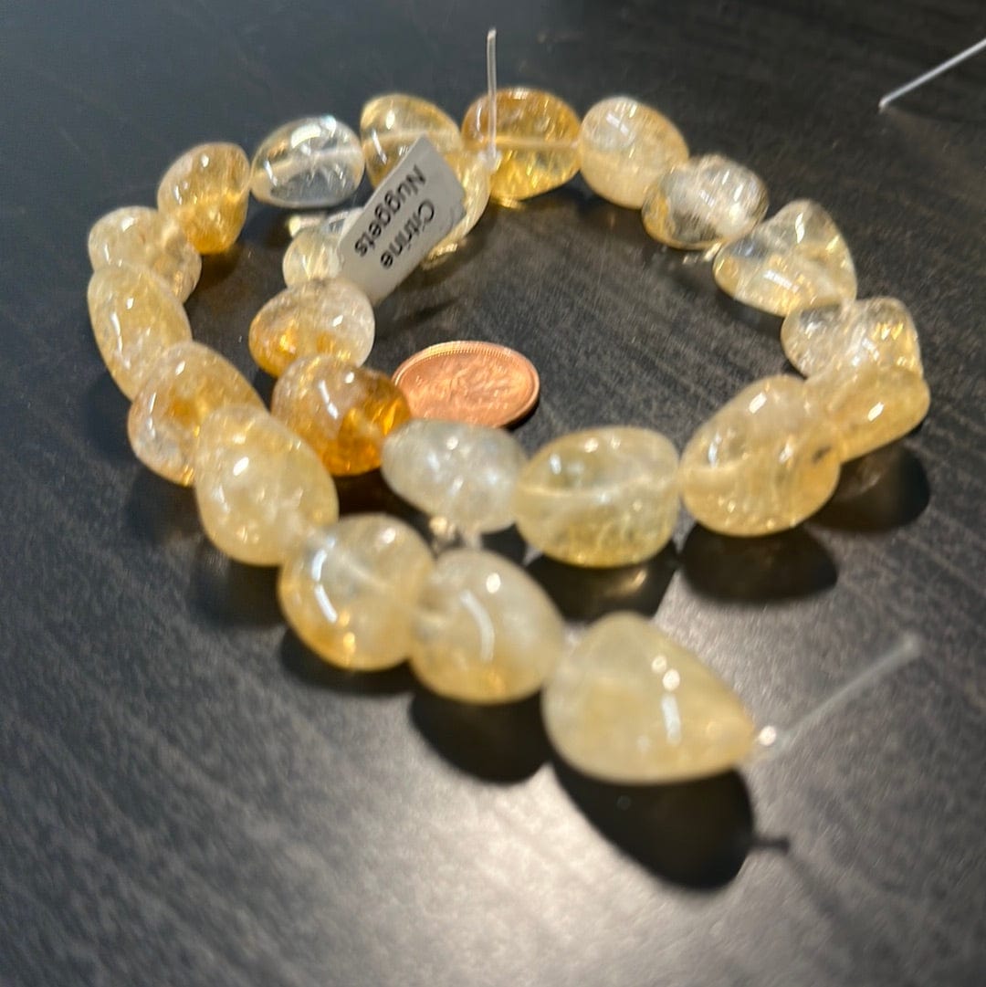 Natural Citrine Bead Strand XL Nugget - Bulk Healing Crystal Beads for Jewelry Making, DIY Bracelets & Necklaces - Perfect for Meditation, Energy Cleansing & Spiritual Gifts