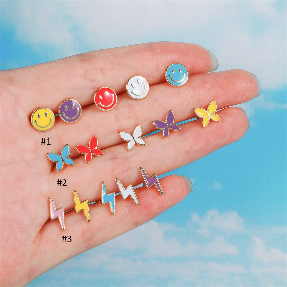 20G Multi Color Tiny Studs, Butterfly Studs, Tragus Studs - Hypoallergenic Earrings for Cartilage, Helix, and Lobe Piercings | Perfect for Daily Wear, Parties, and Gifts | EGD0228