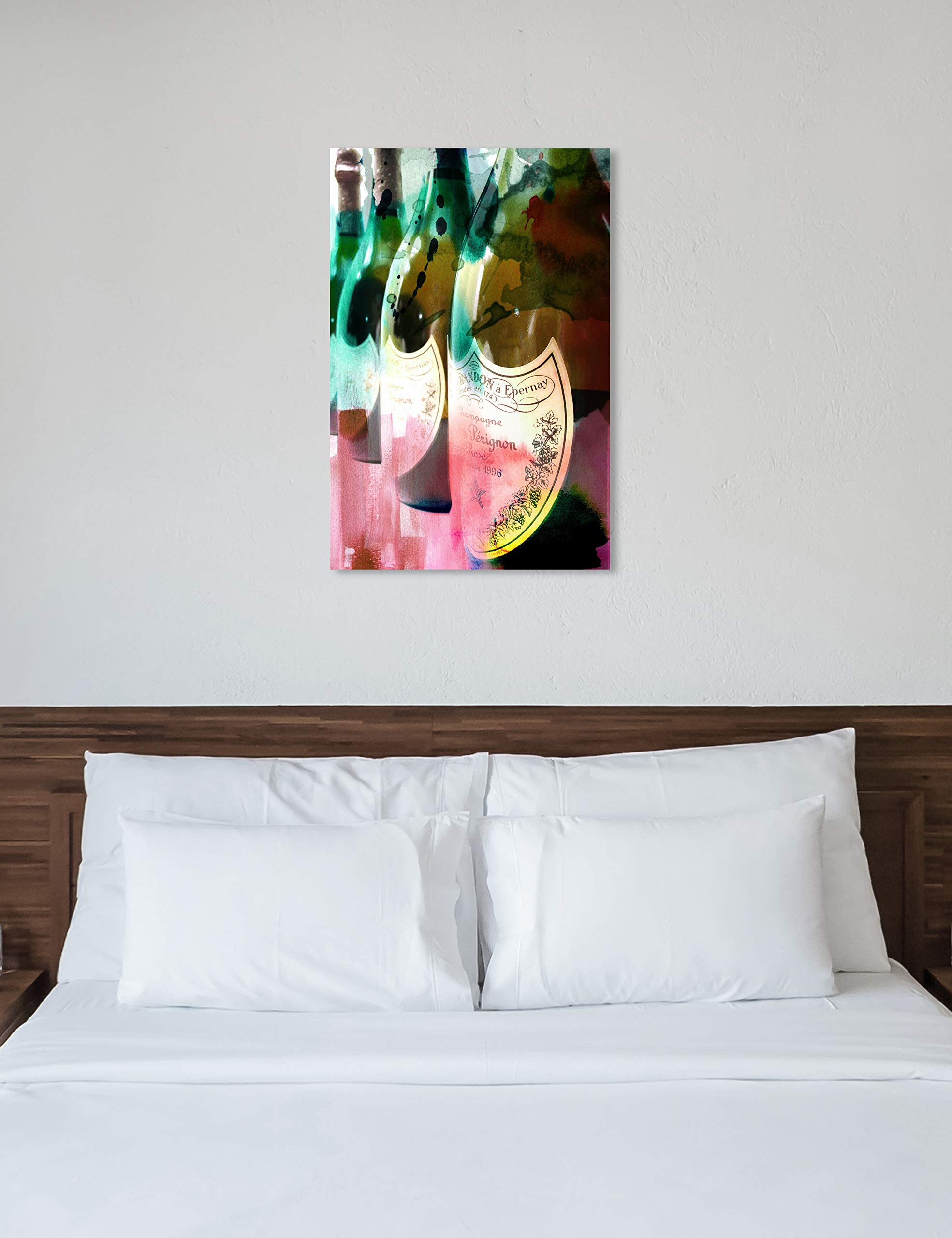 Oliver Gal Artist Co. 'Champagne Feast' Wall Art Canvas Print - 30x45 Inches Pink & Green Abstract Alcohol Painting - Modern Home Bar Decor, Dining Room Artwork, Wine Cellar Decoration