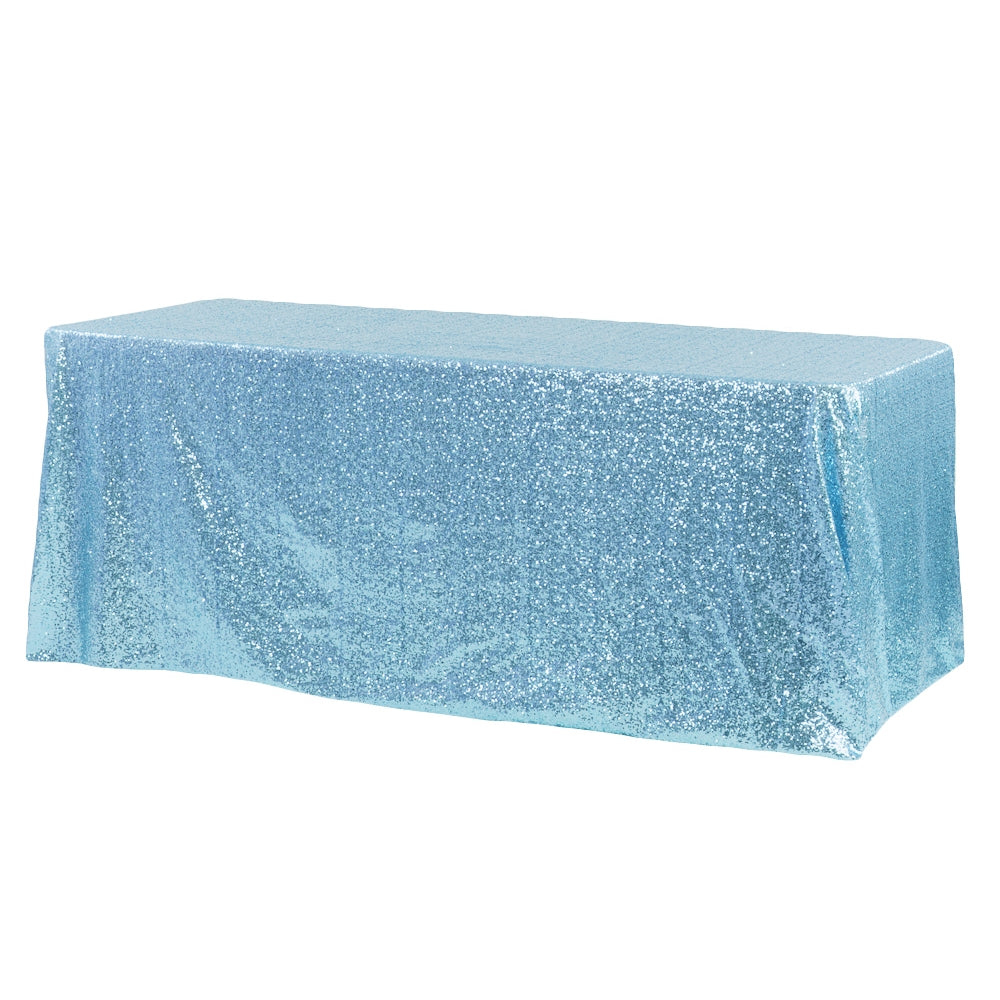 Glitz Sequin 90x132 Inch Rectangular Tablecloth - Baby Blue for Birthday Parties, Weddings & Holiday Decor