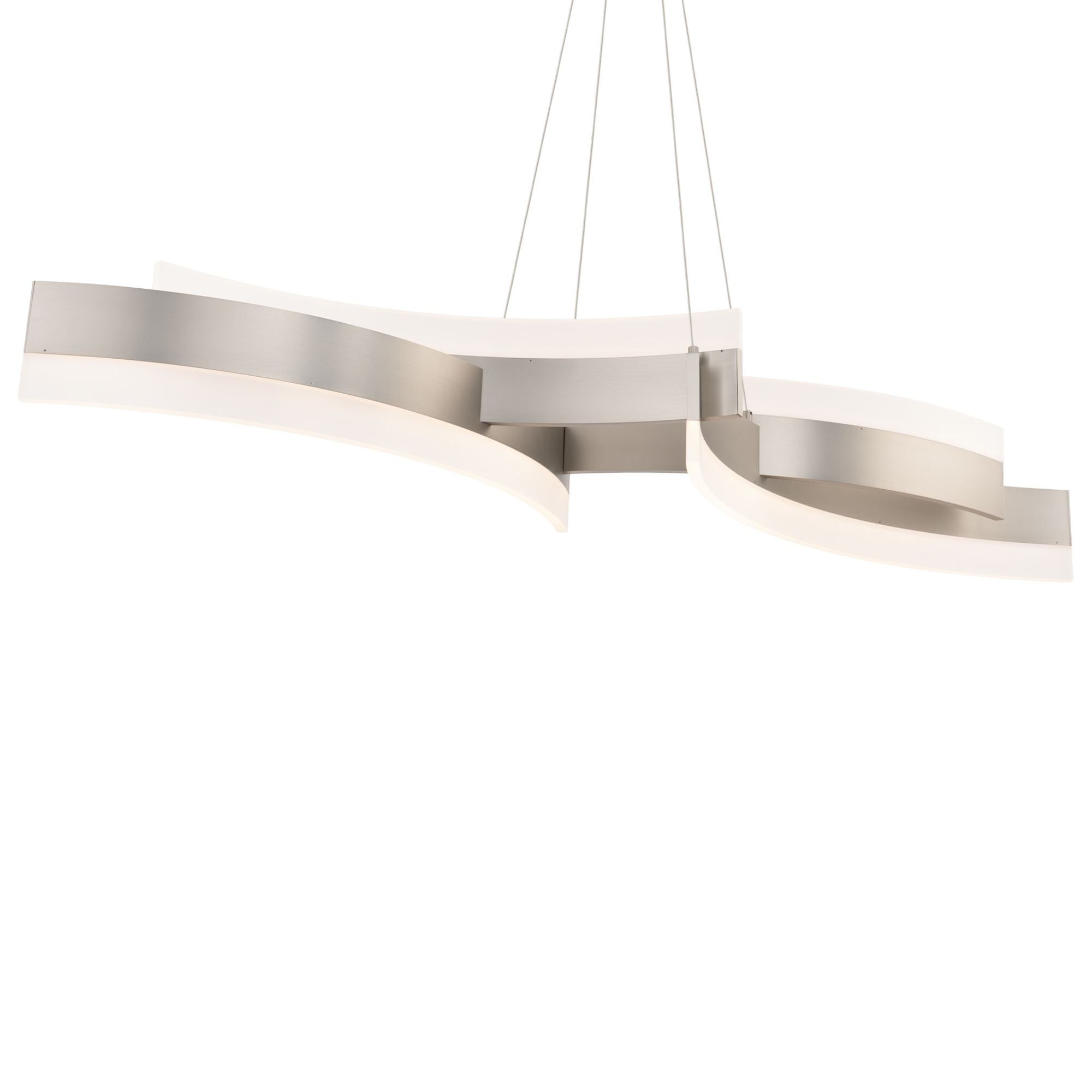 58 LED Linear Pendant Light Fixture - Brushed Nickel Finish - Modern LED Chandelier for Kitchen Island, Dining Room & Office Lighting