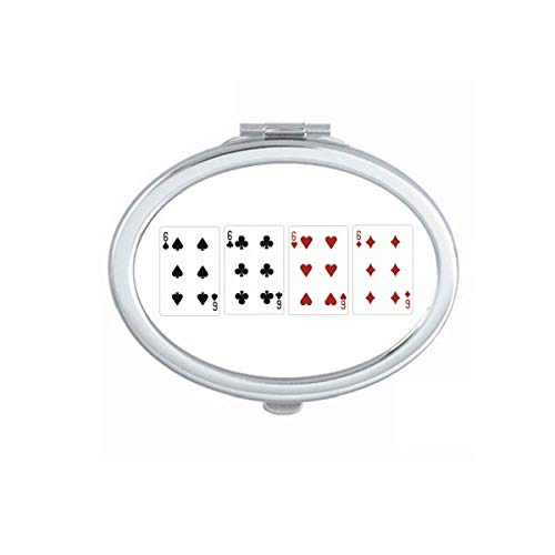 DIYthinker 6-Piece Heart Spade Diamond Club Pattern Portable Folding Mirror - Double-Sided Handheld Makeup Mirror for Travel, Home & Vanity Use