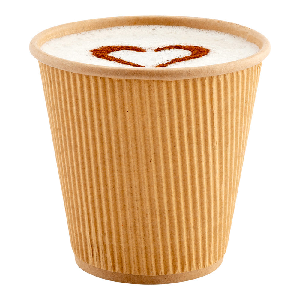 Eco-Friendly 8 oz Kraft Paper Coffee Cups with Ripple Wall - 3.5