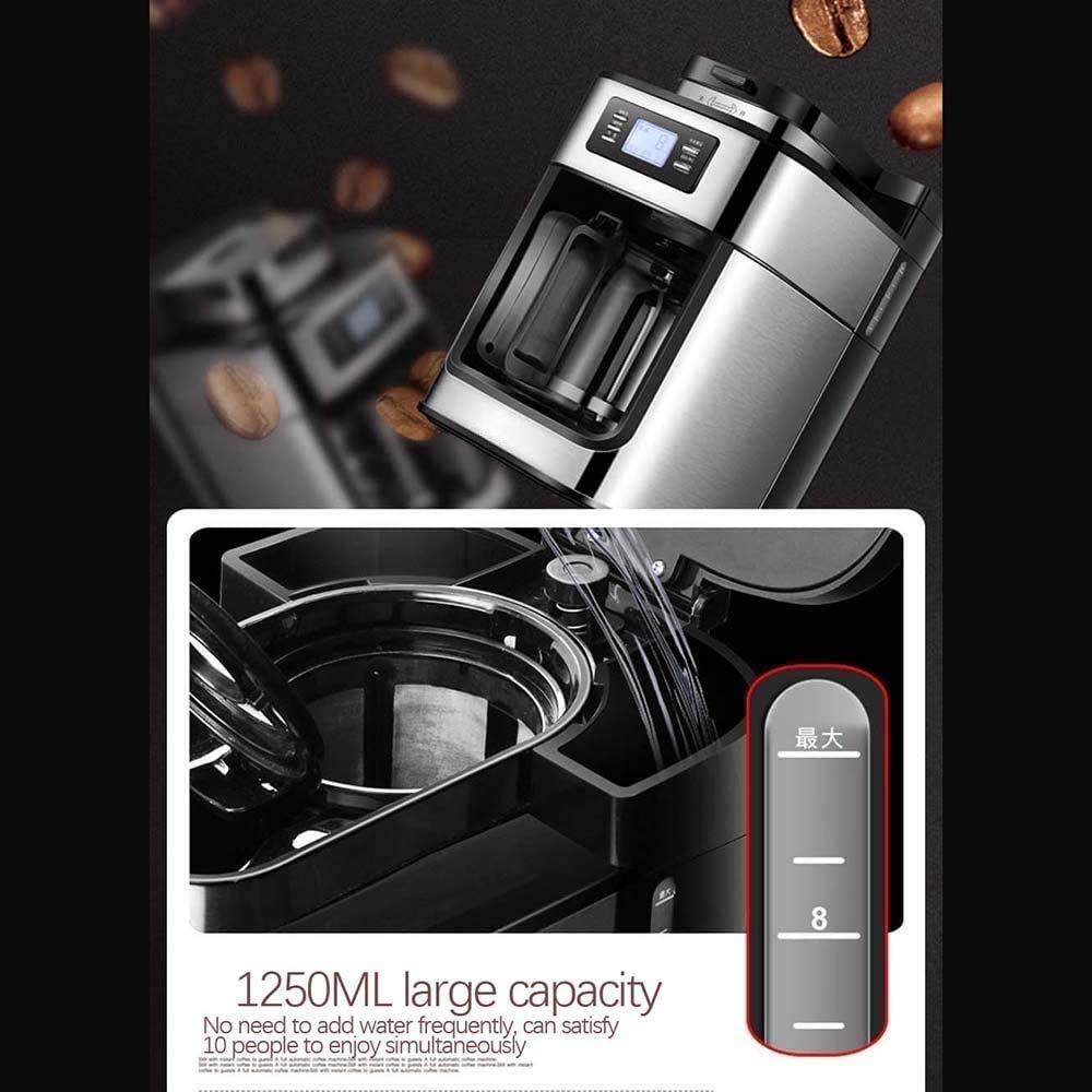 Premium 12-Cup Drip Coffee Maker with Built-in Grinder - Programmable Digital Display, Adjustable Brew Strength & Auto Shutoff - Perfect for Home, Office & Restaurant Use