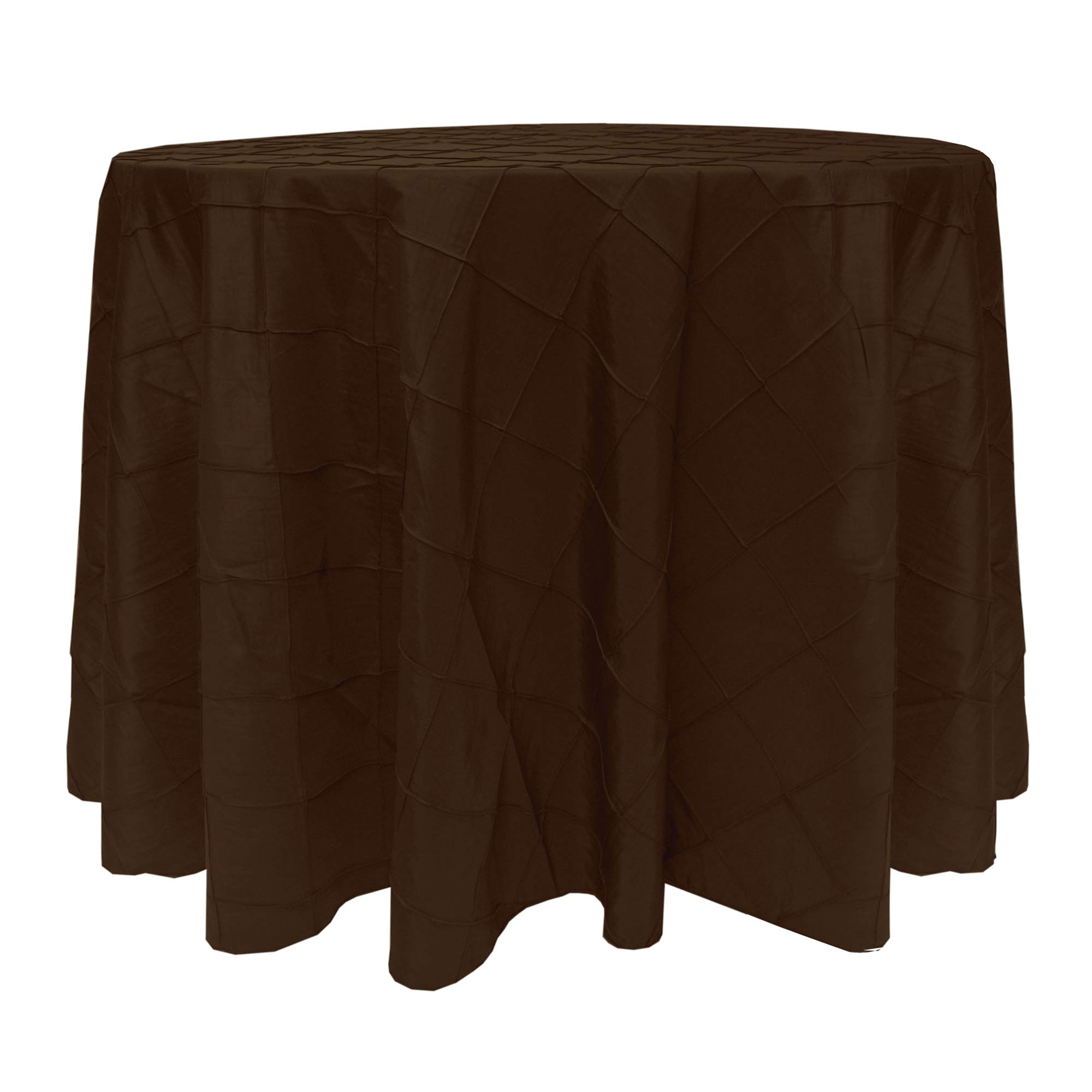 2-Pack Embroidered Pintuck Taffeta 60-Inch Round Tablecloth - Chocolate Light Brown for Tables Up to 60