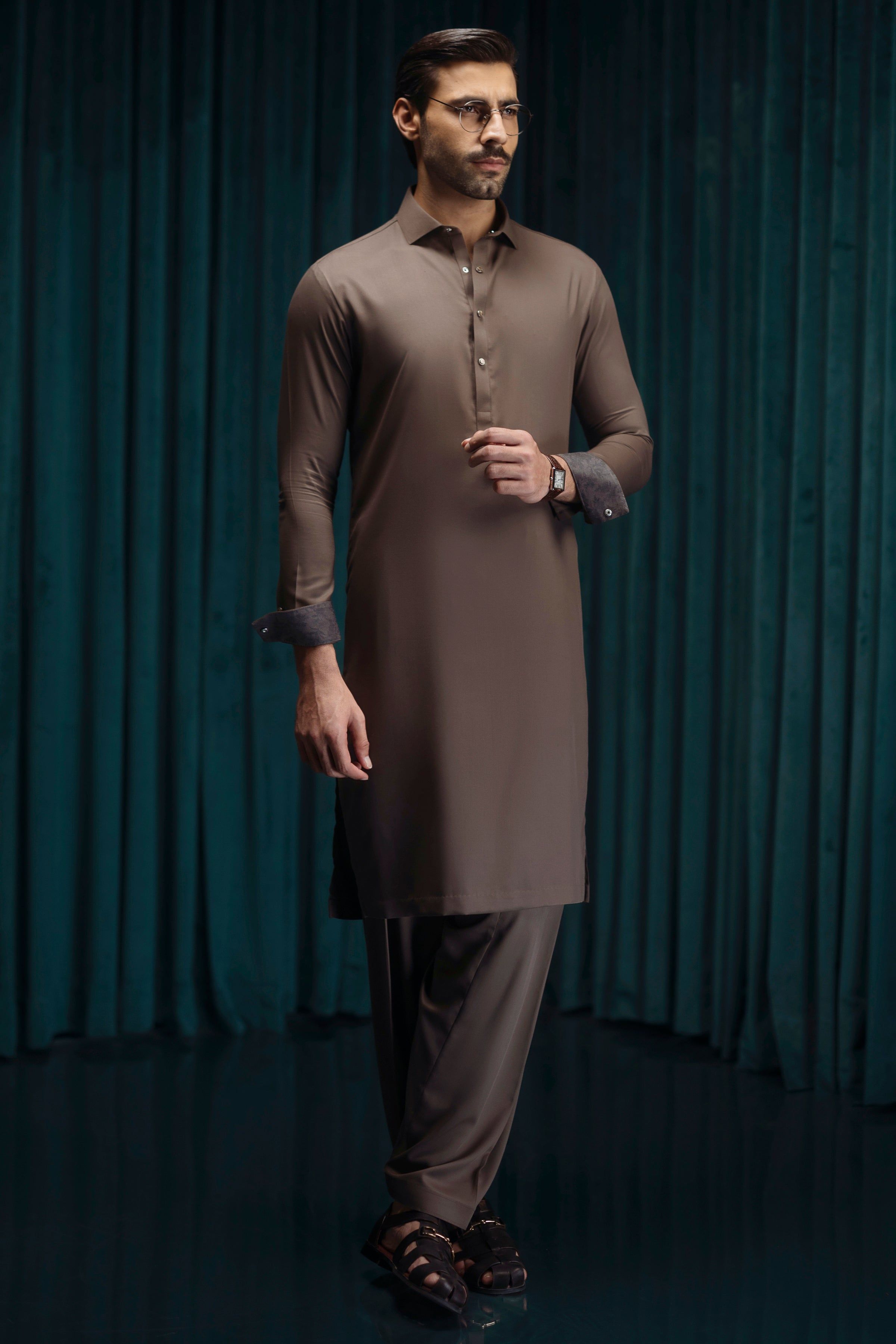 Blended Brown Shalwar Kameez for Men & Women - Traditional Pakistani Outfit for Cast & Crew - Perfect for Weddings, Festivals & Cultural Events